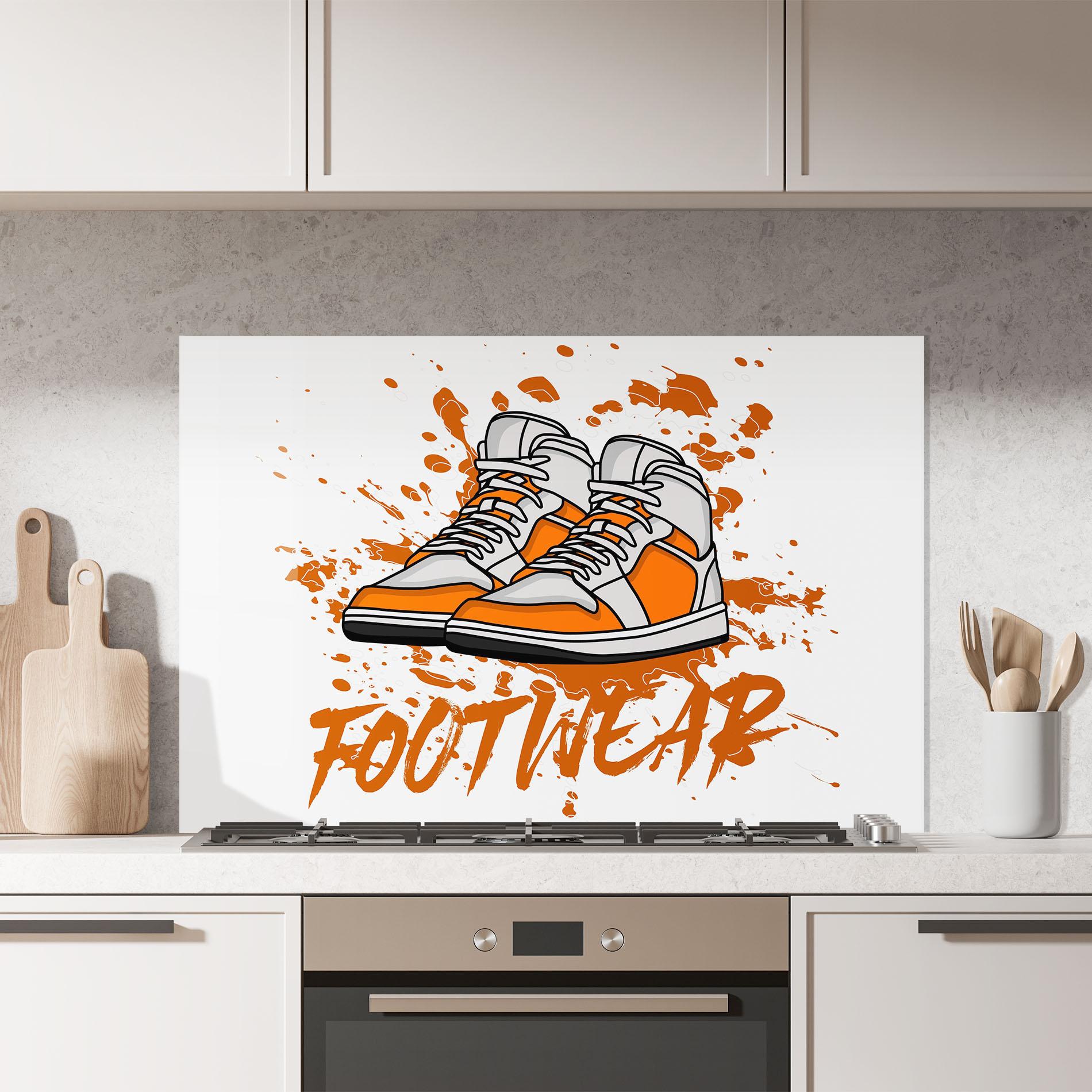 Konyhai üveg hátfal Orange Footwear mockup 7