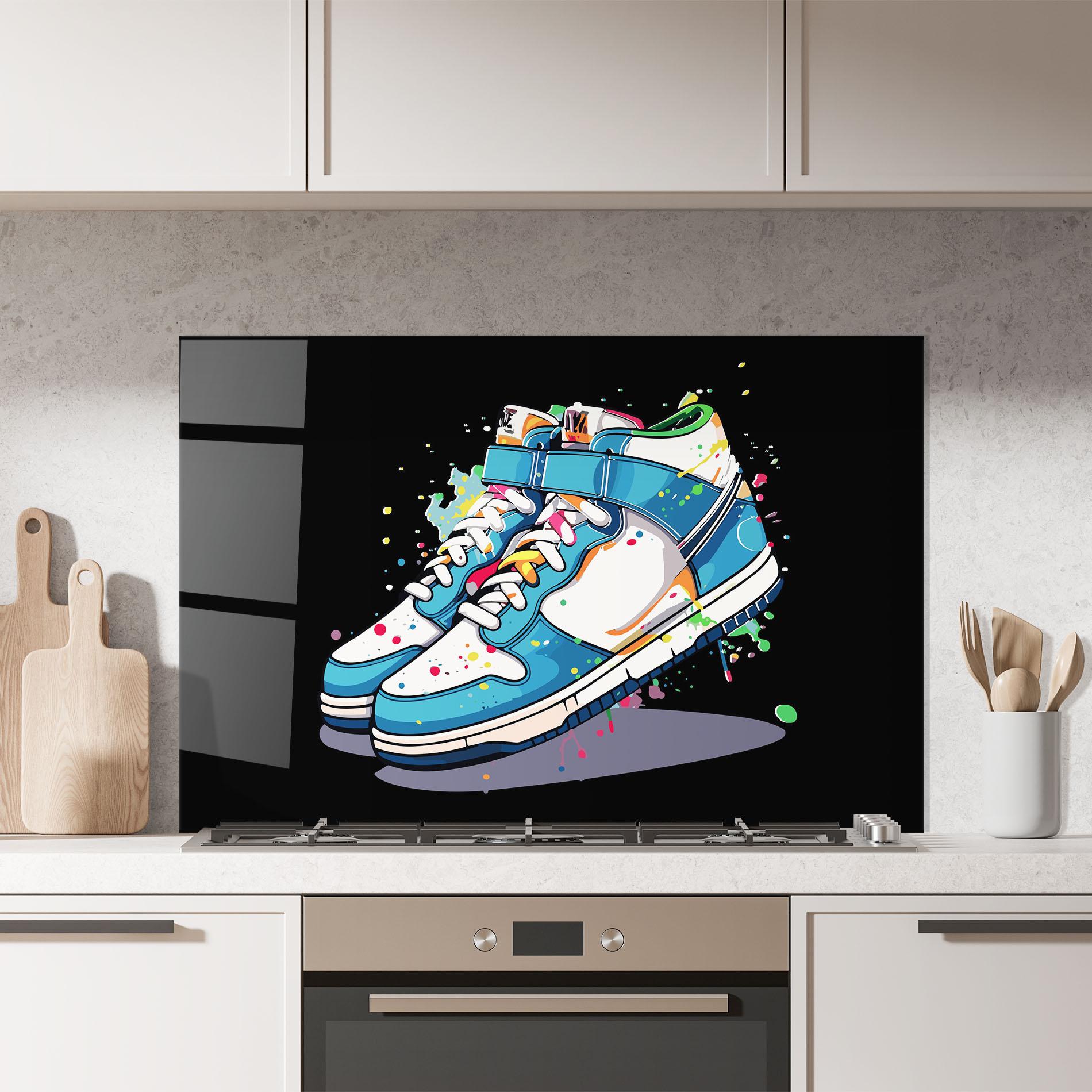 Konyhai üveg hátfal Shoes Splash Color mockup 7