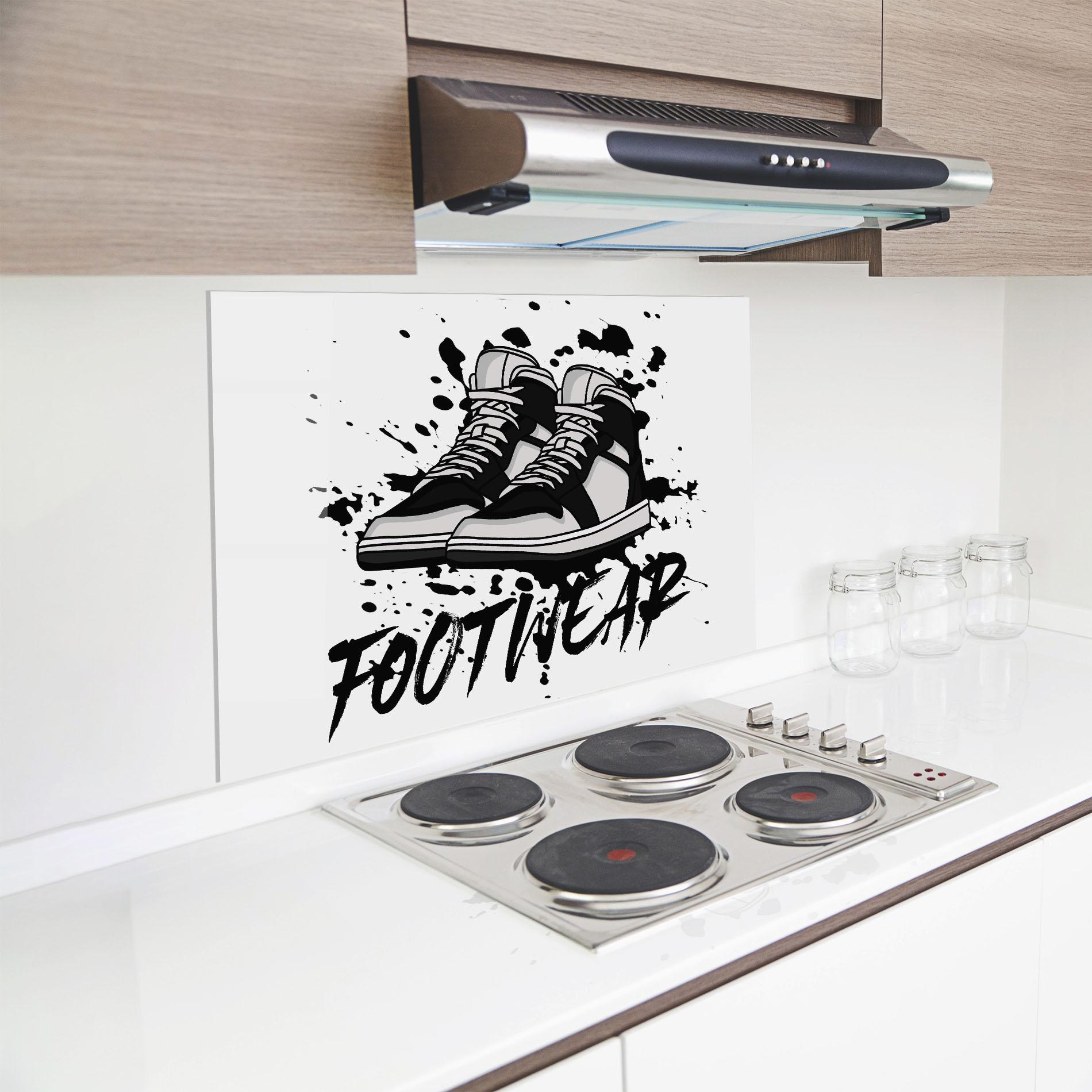 Konyhai üveg hátfal Black Footwear mockup 8