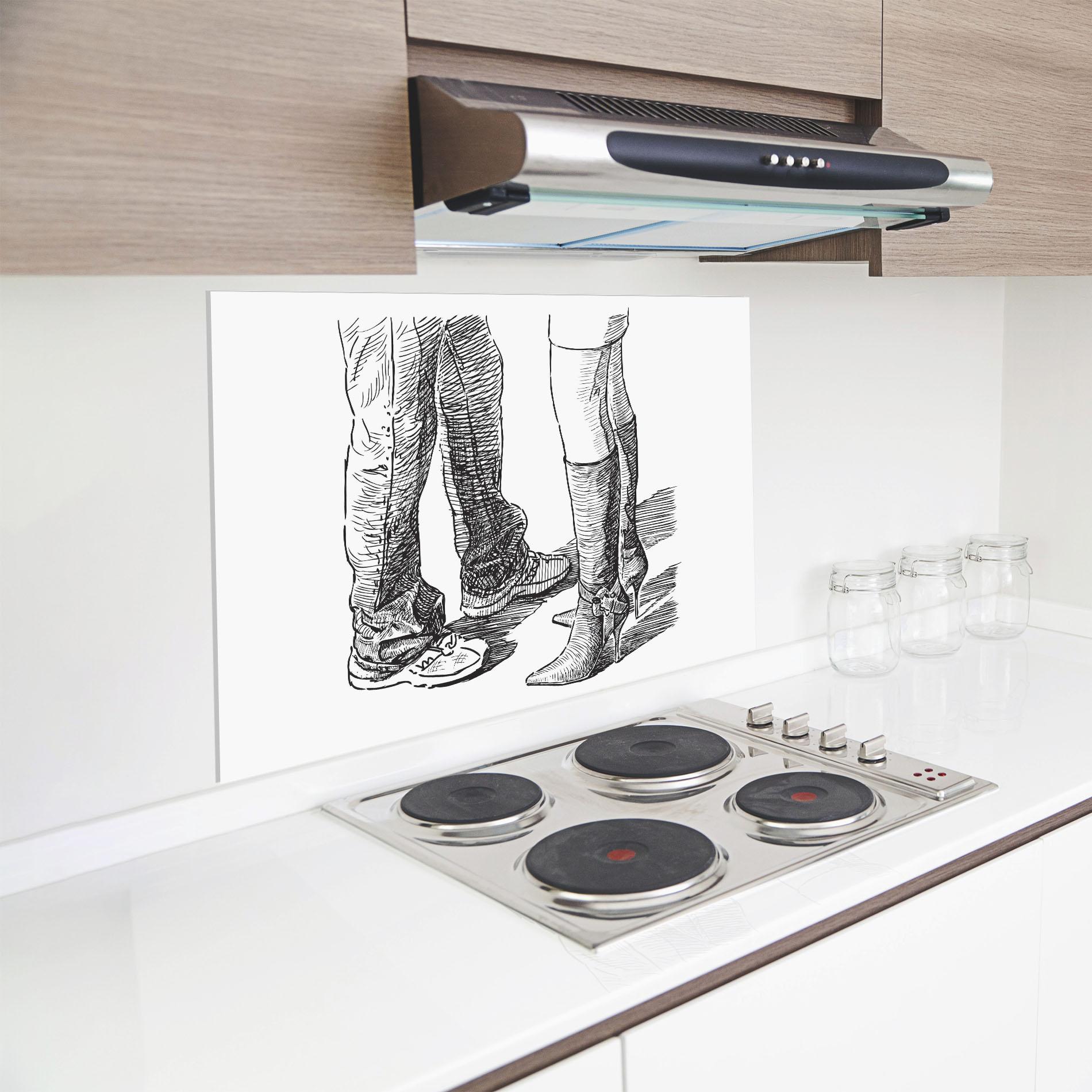 Konyhai üveg hátfal Black Line Shoes mockup 8