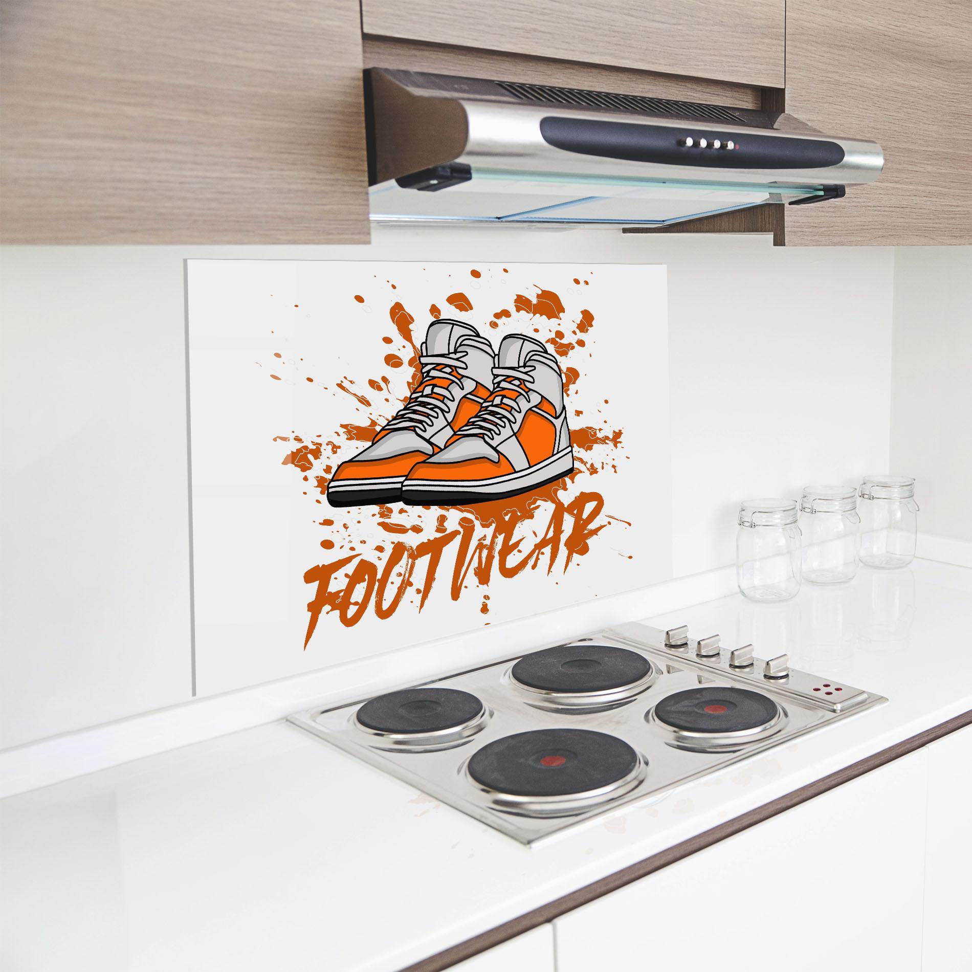Konyhai üveg hátfal Orange Footwear mockup 8