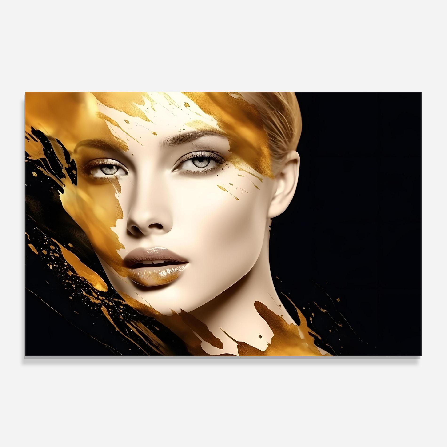 Konyhai üveg hátfal Blonde Gold Woman mockup 0