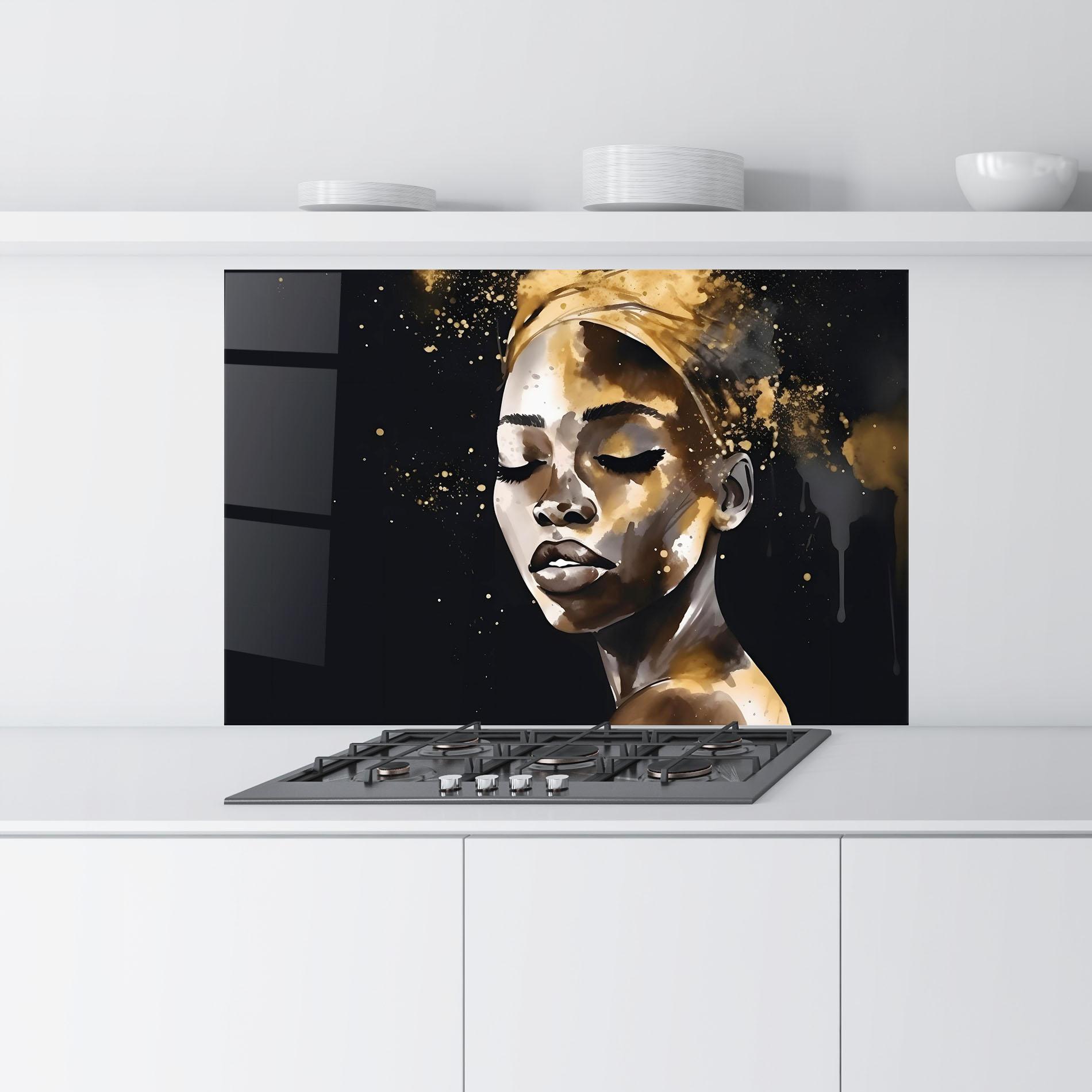 Konyhai üveg hátfal Stylish Gold African mockup 9