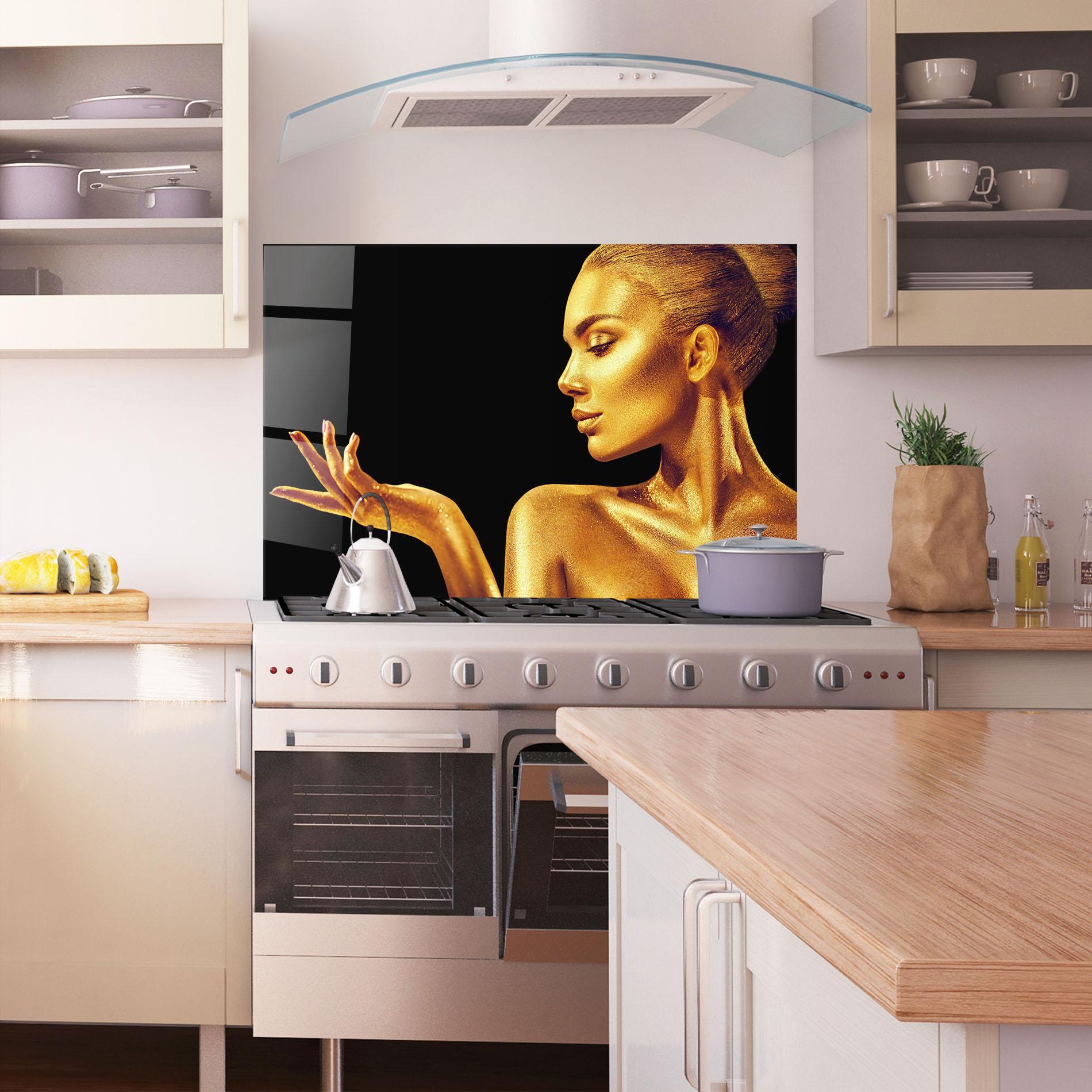 Konyhai üveg hátfal Golden Glamour mockup 1