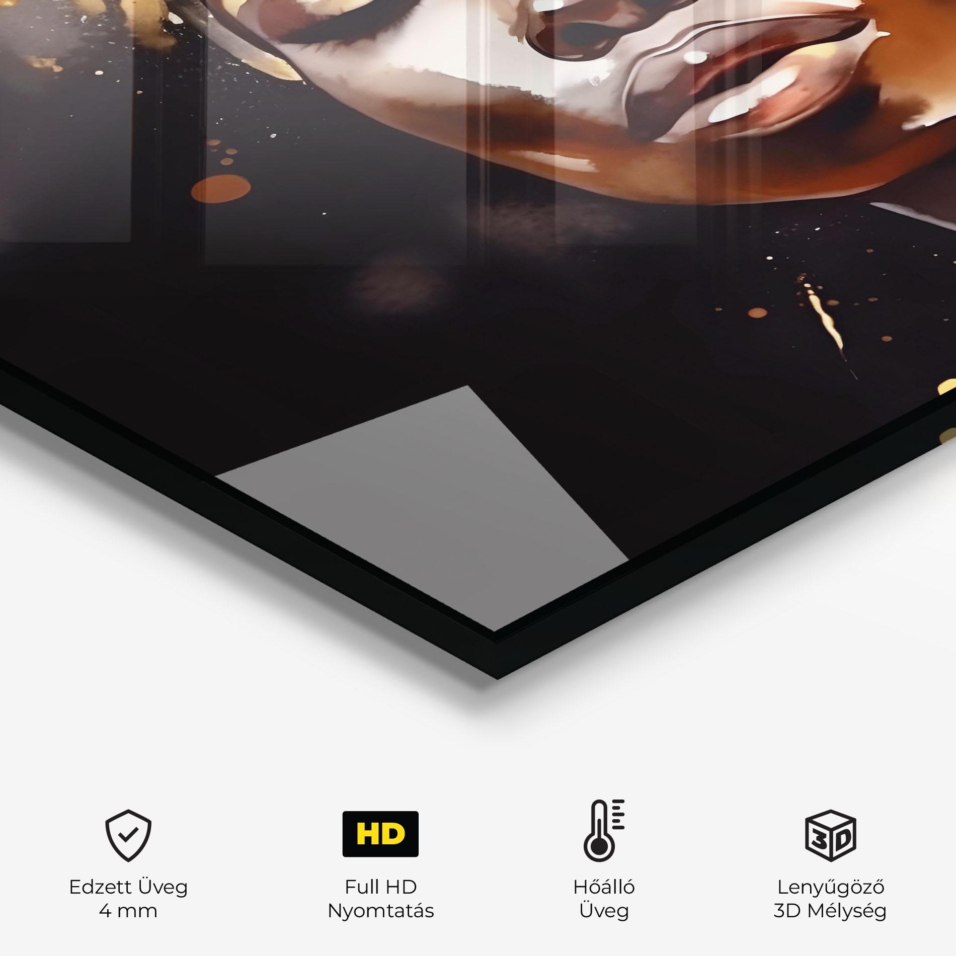 Konyhai üveg hátfal Abstract Gold Woman mockup 2