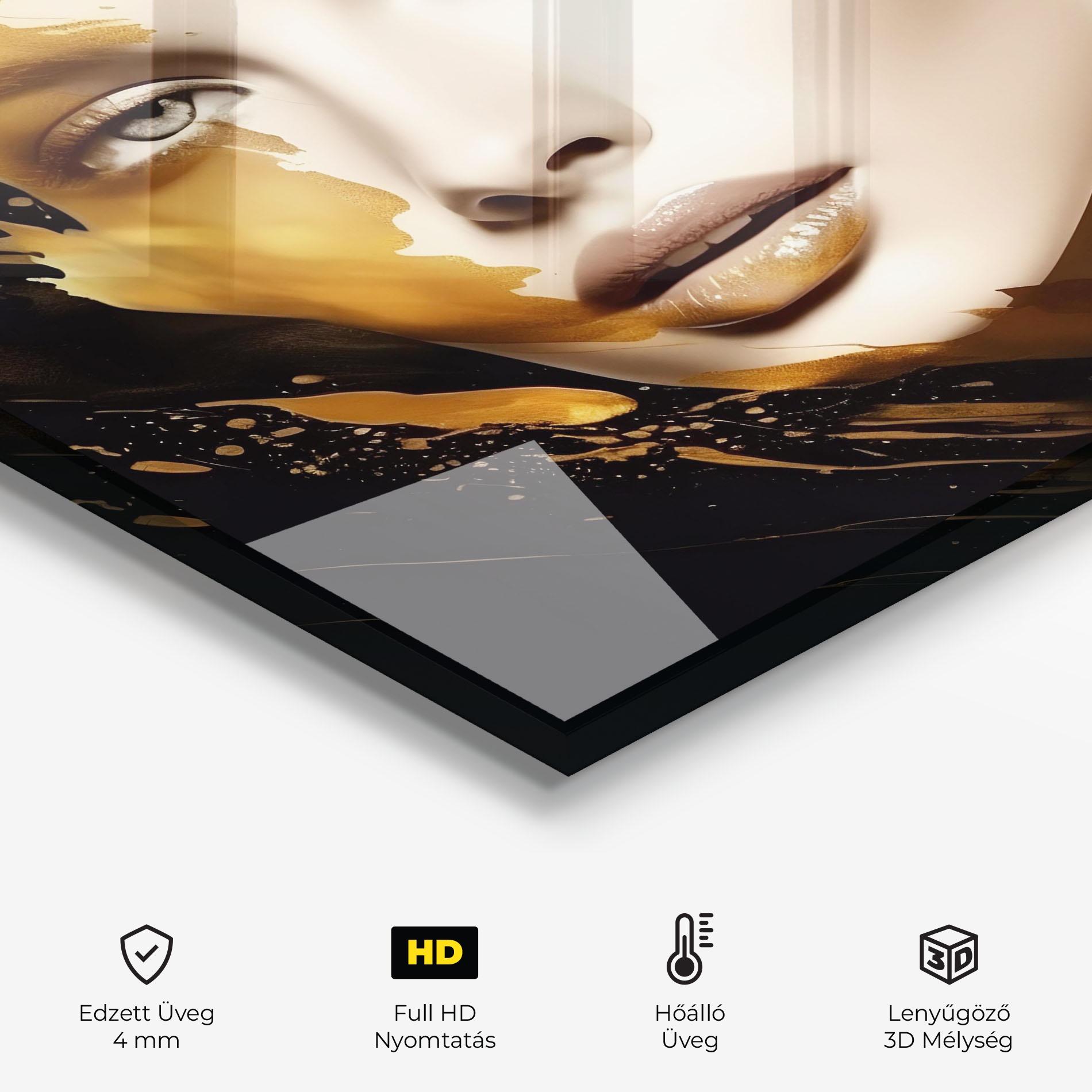 Konyhai üveg hátfal Blonde Gold Woman mockup 2