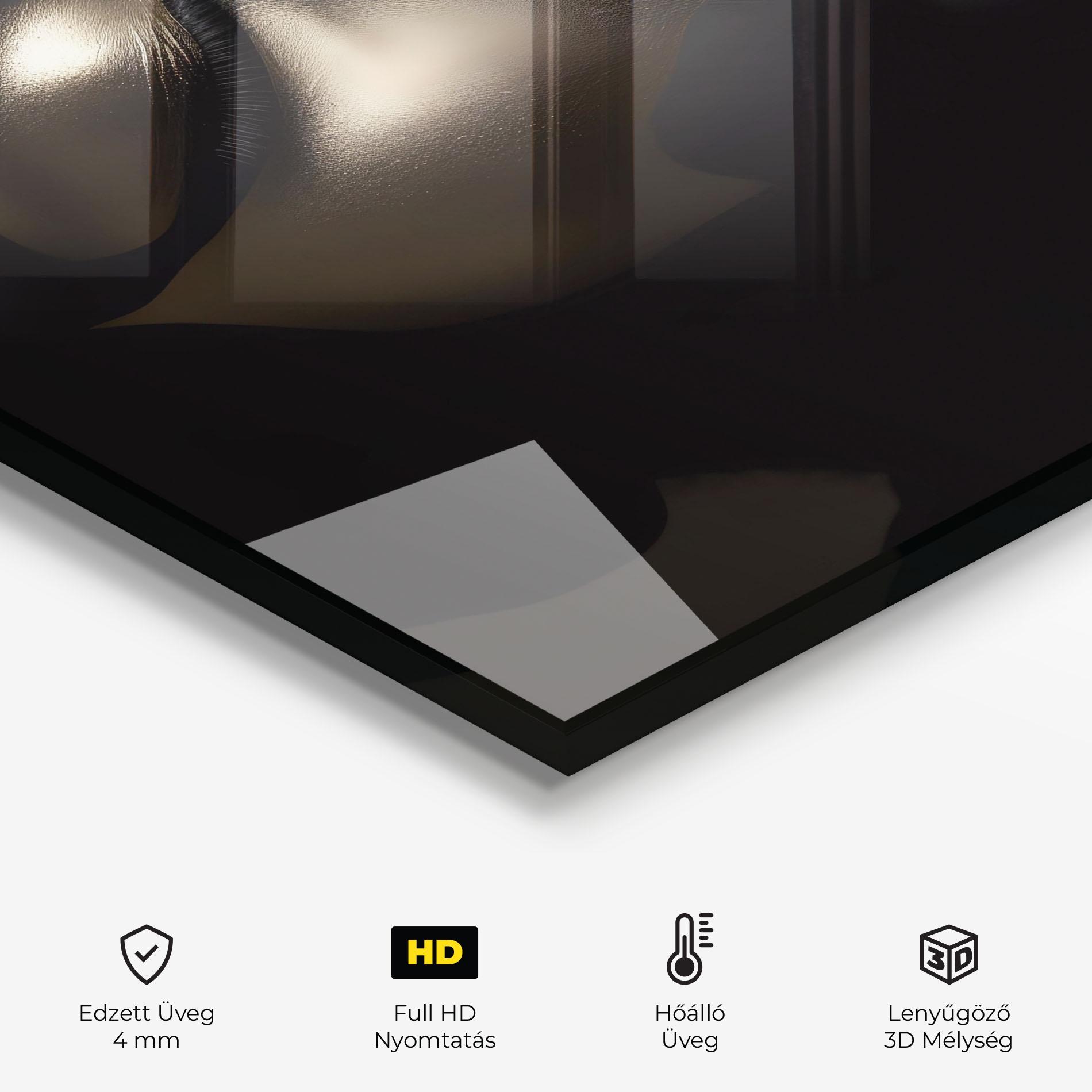 Konyhai üveg hátfal Dark Gold Face mockup 2