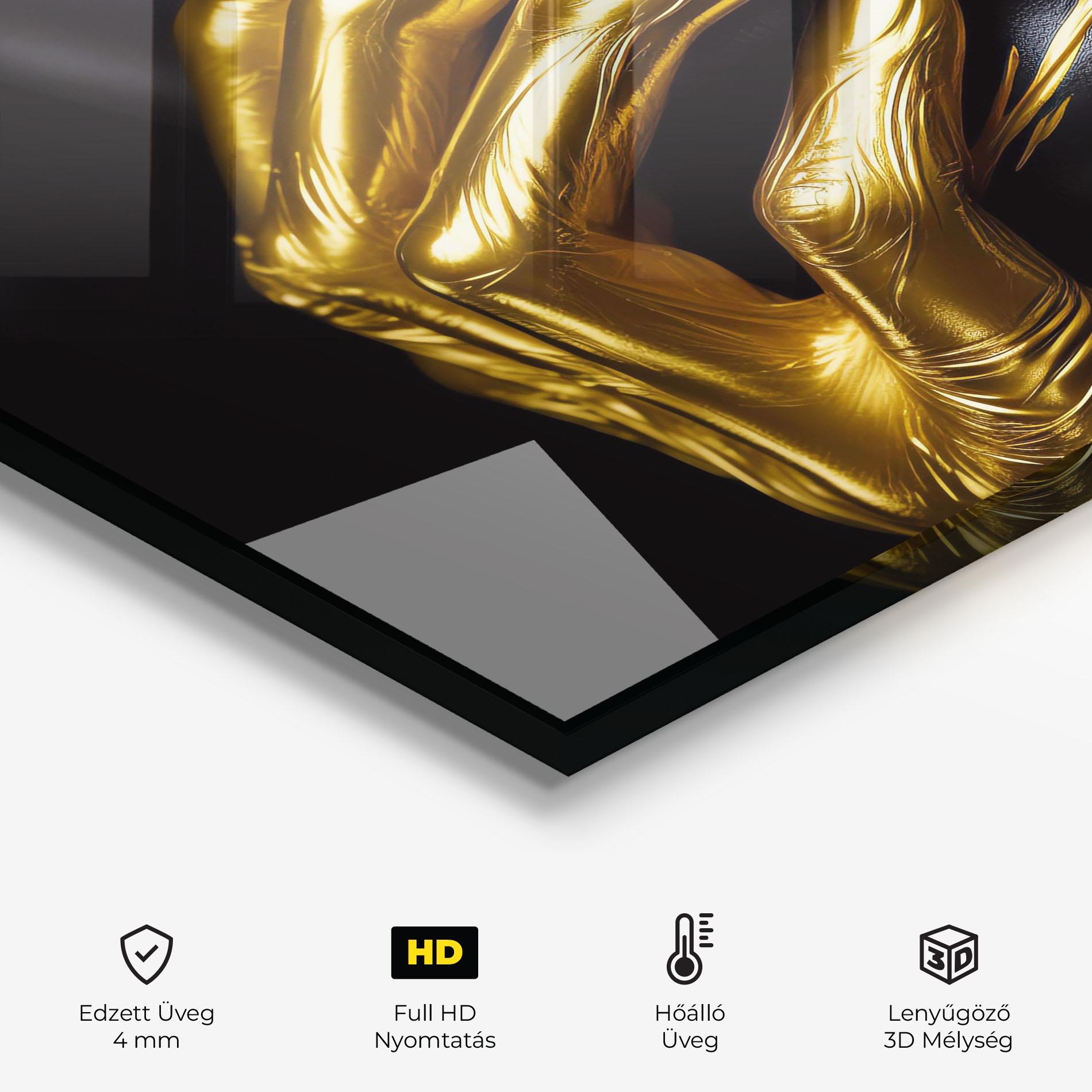 Konyhai üveg hátfal Gold Small Hand mockup 2