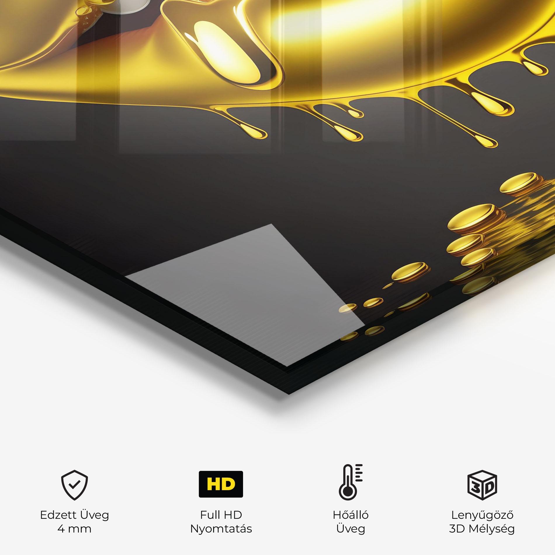 Konyhai üveg hátfal Pop Gold Lips mockup 2