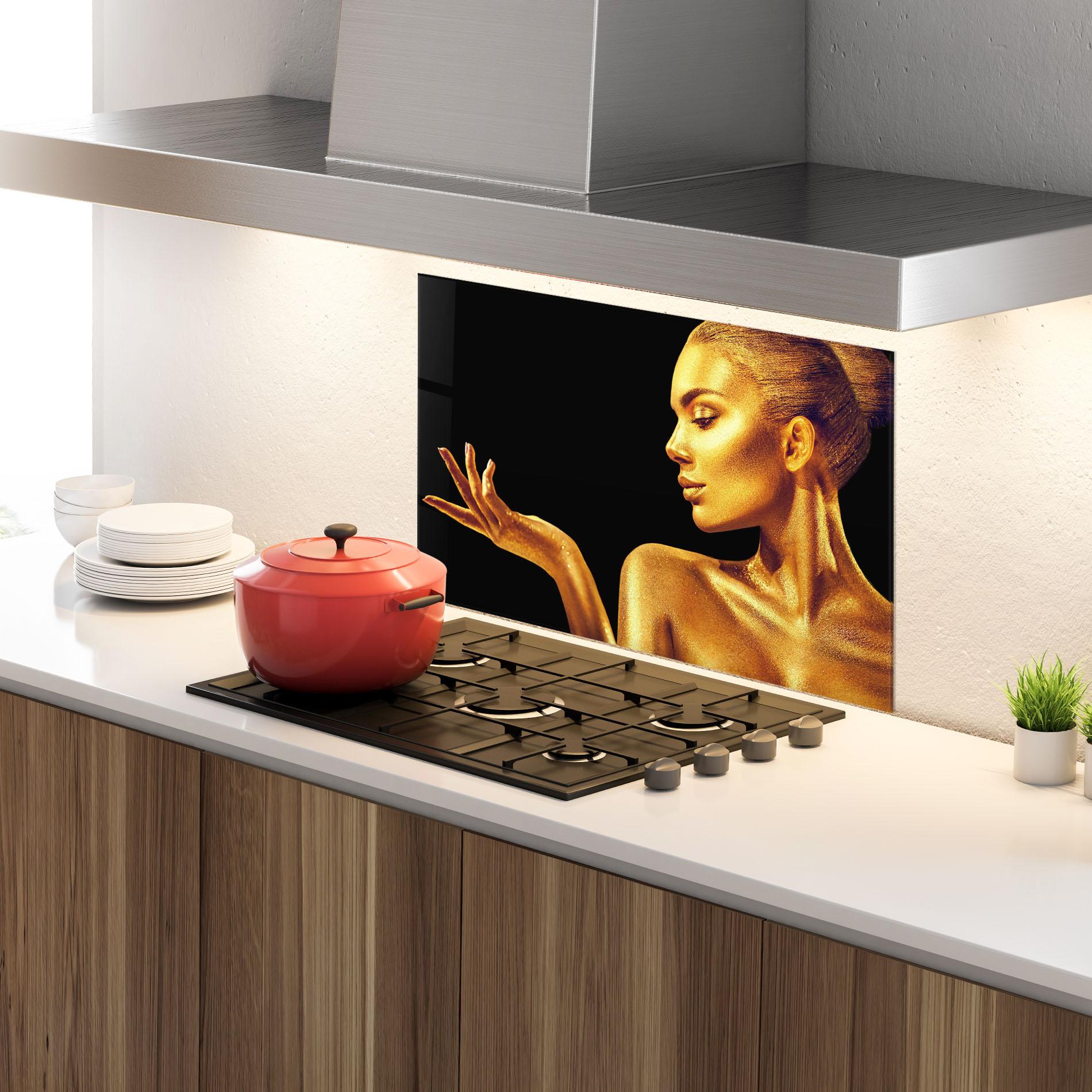 Konyhai üveg hátfal Golden Glamour mockup 4