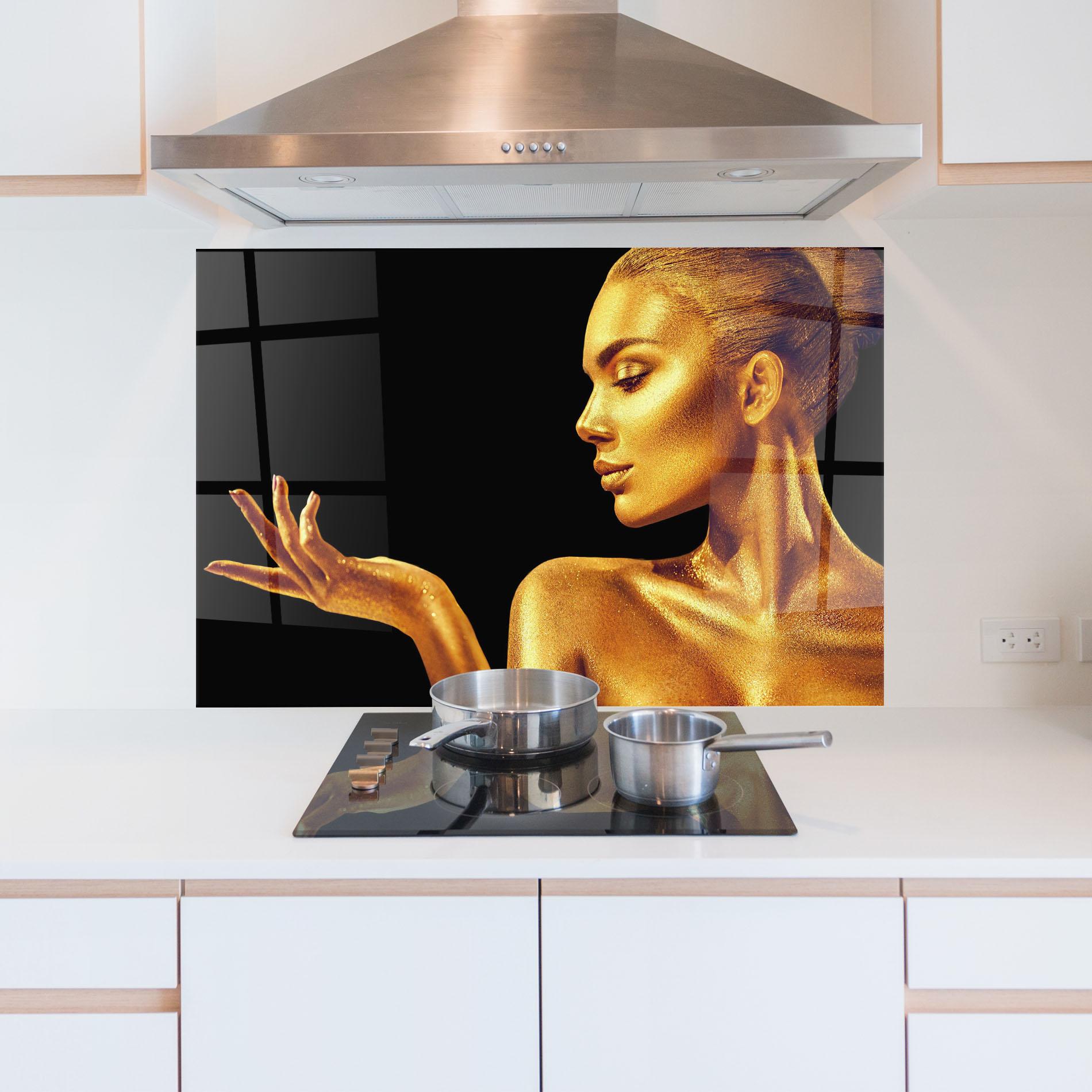 Konyhai üveg hátfal Golden Glamour mockup 5