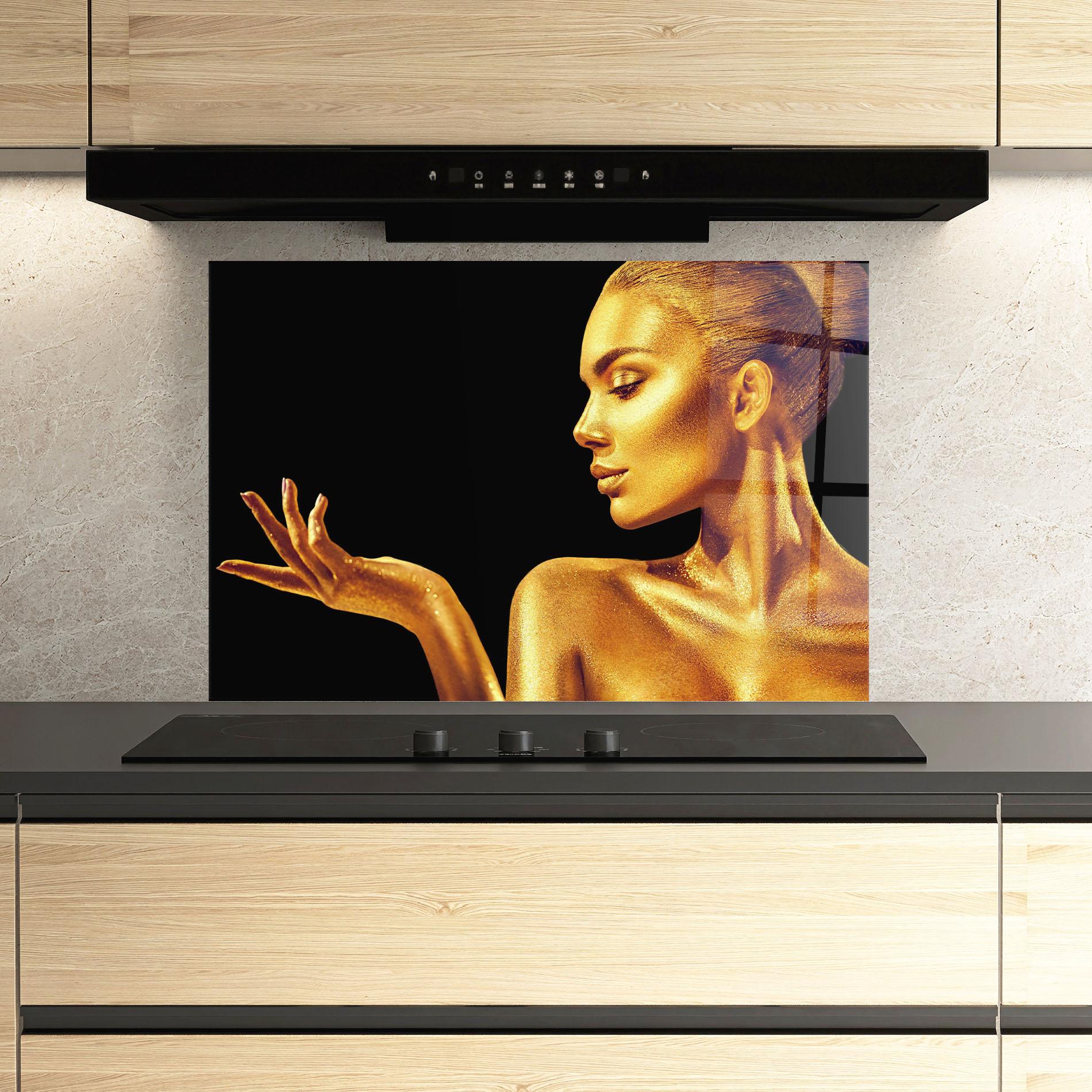 Konyhai üveg hátfal Golden Glamour mockup 3