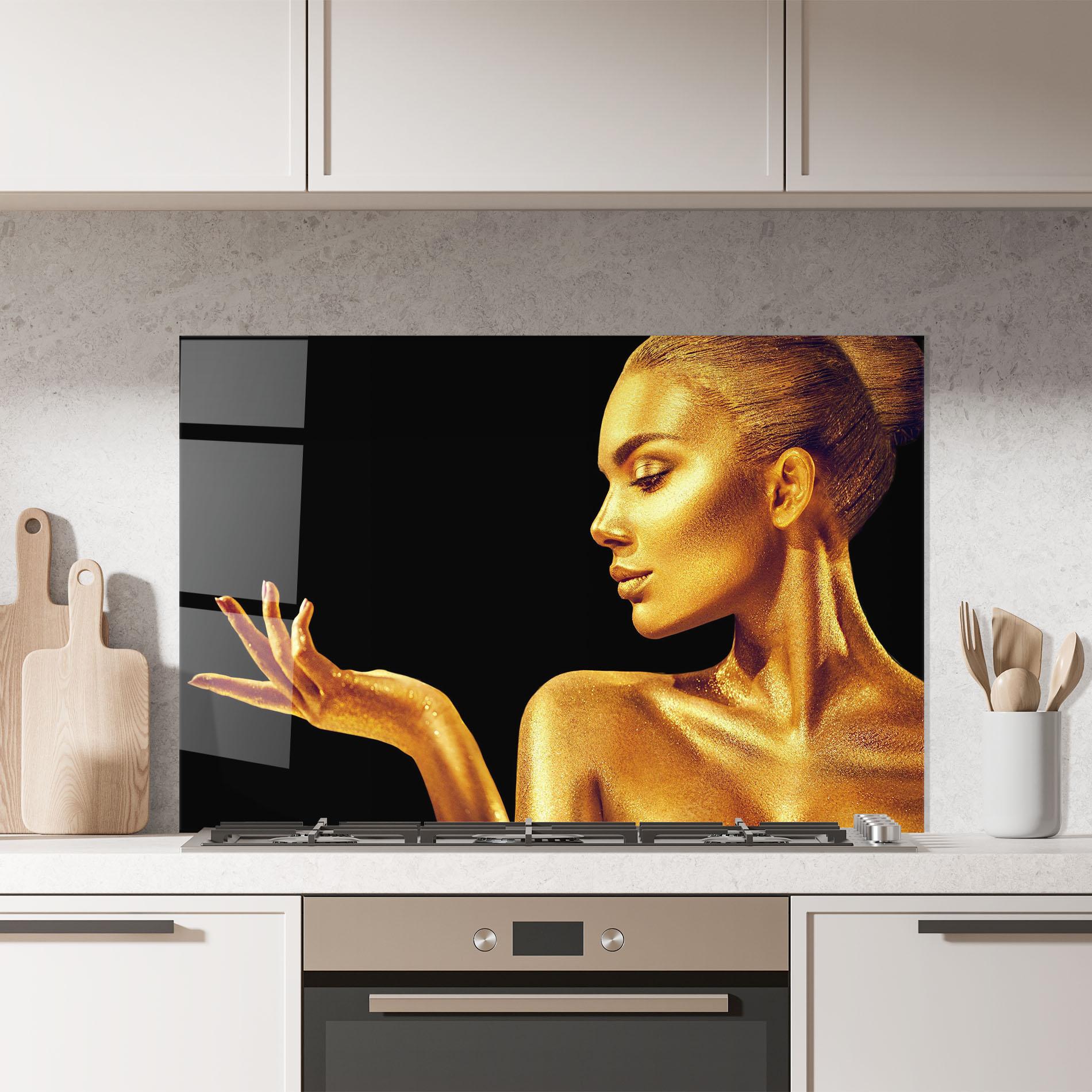 Konyhai üveg hátfal Golden Glamour mockup 7
