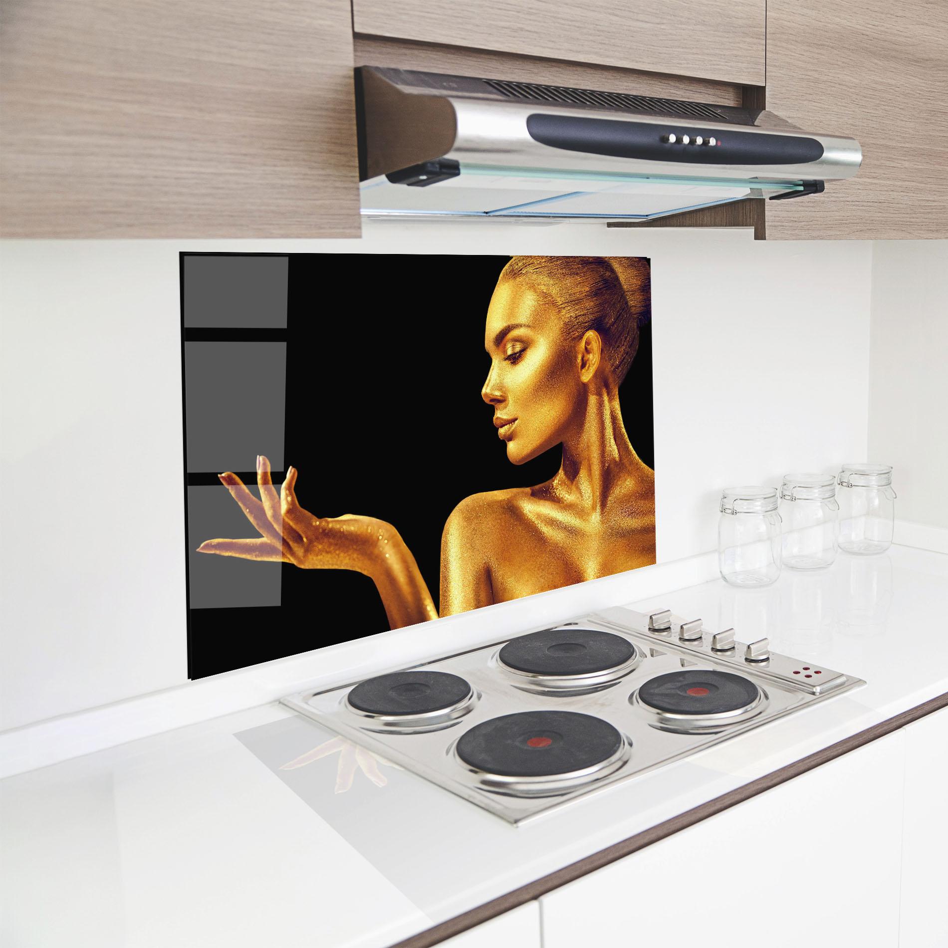 Konyhai üveg hátfal Golden Glamour mockup 8