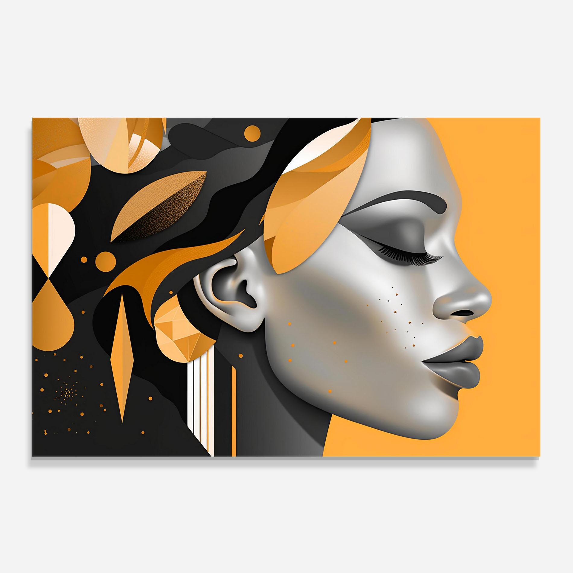 Konyhai üveg hátfal Dreamy Grey Woman mockup 0