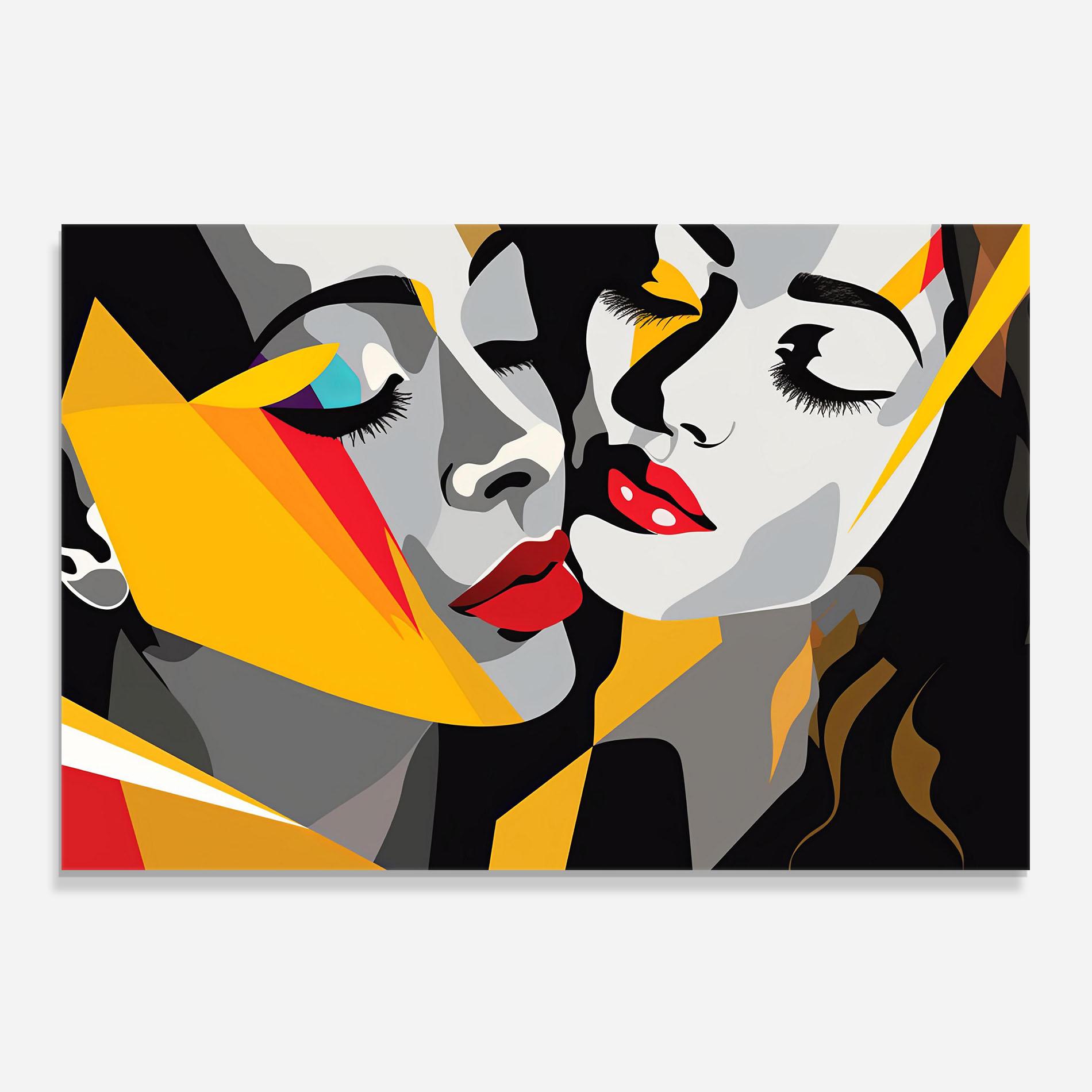 Konyhai üveg hátfal Grey Yellow Women mockup 0