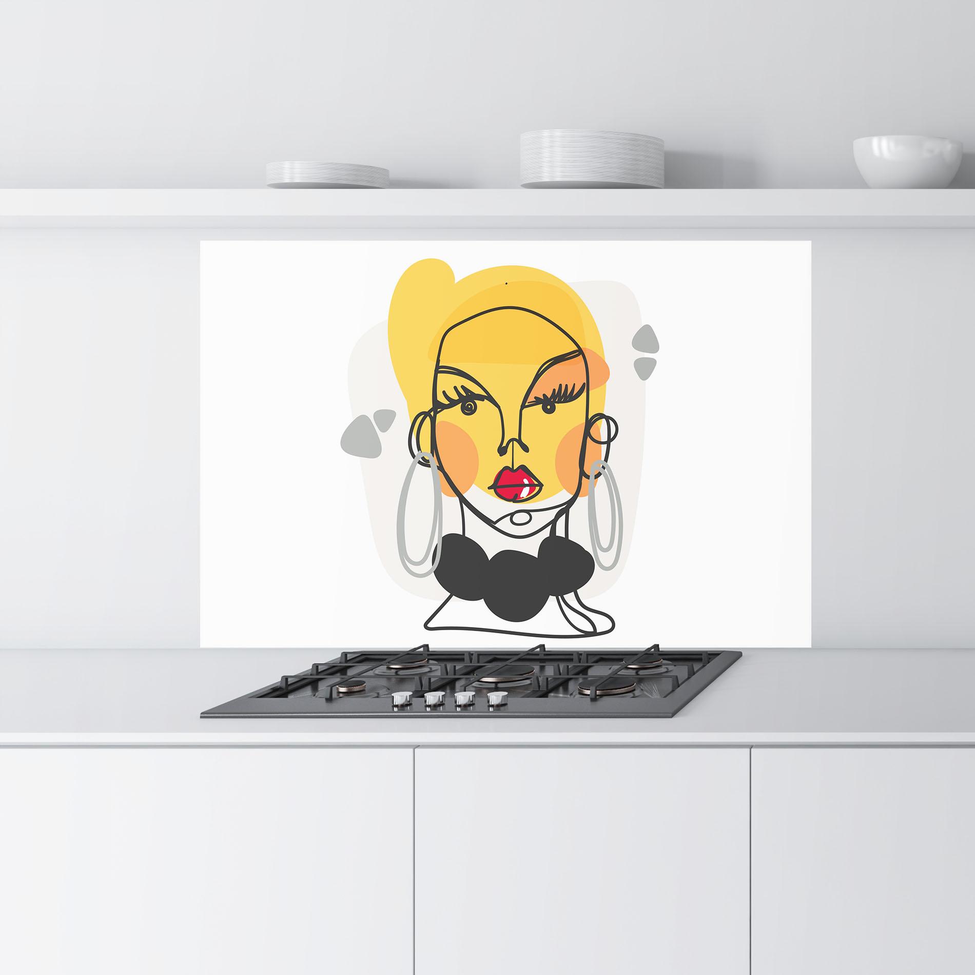 Konyhai üveg hátfal Abstract Blonde Face mockup 9
