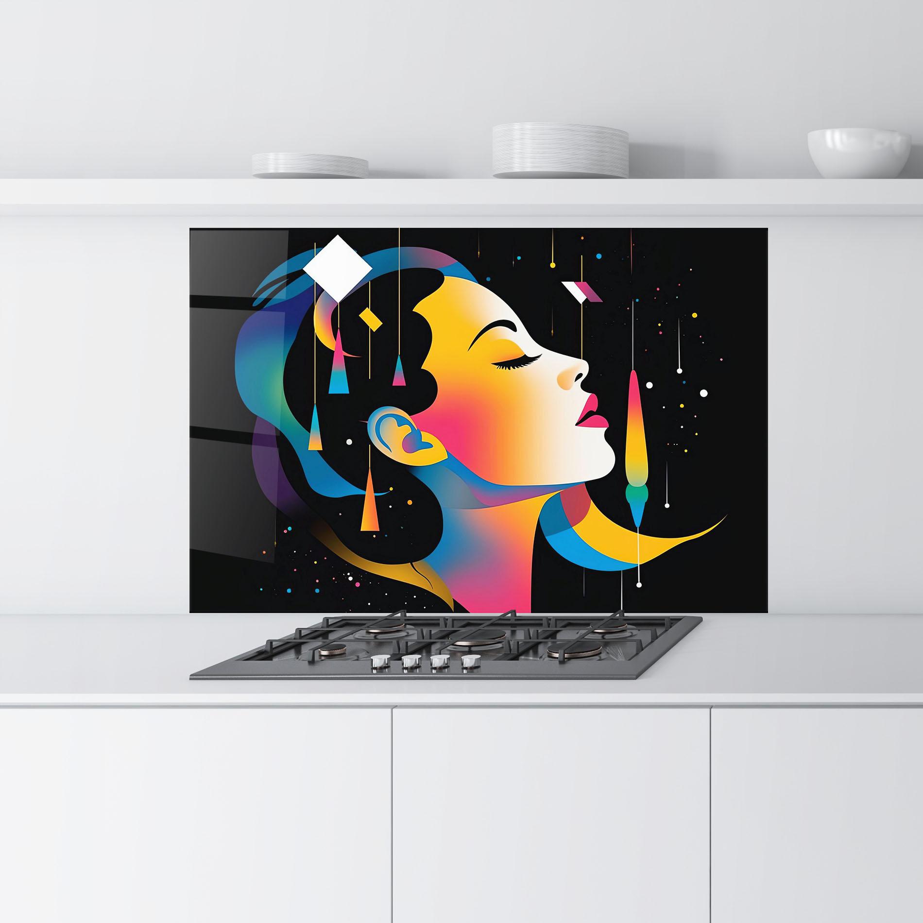 Konyhai üveg hátfal Dreamy Night Female mockup 9