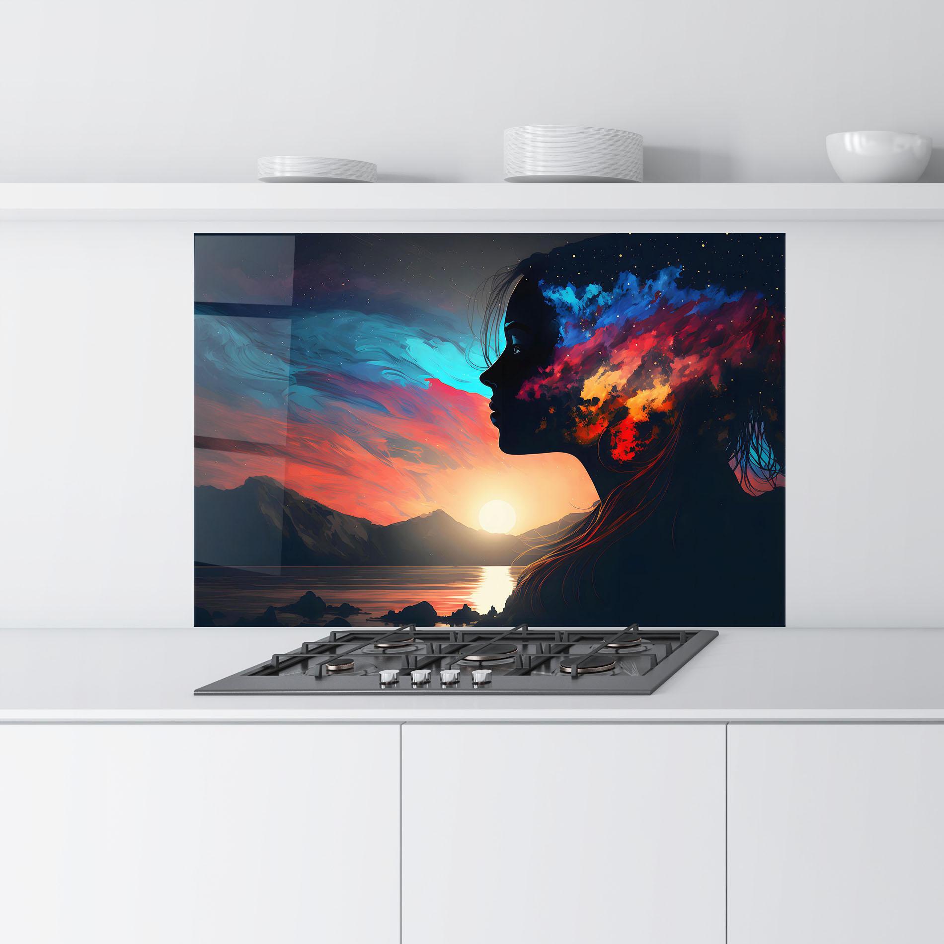 Konyhai üveg hátfal Mystical Woman Silhouette mockup 9