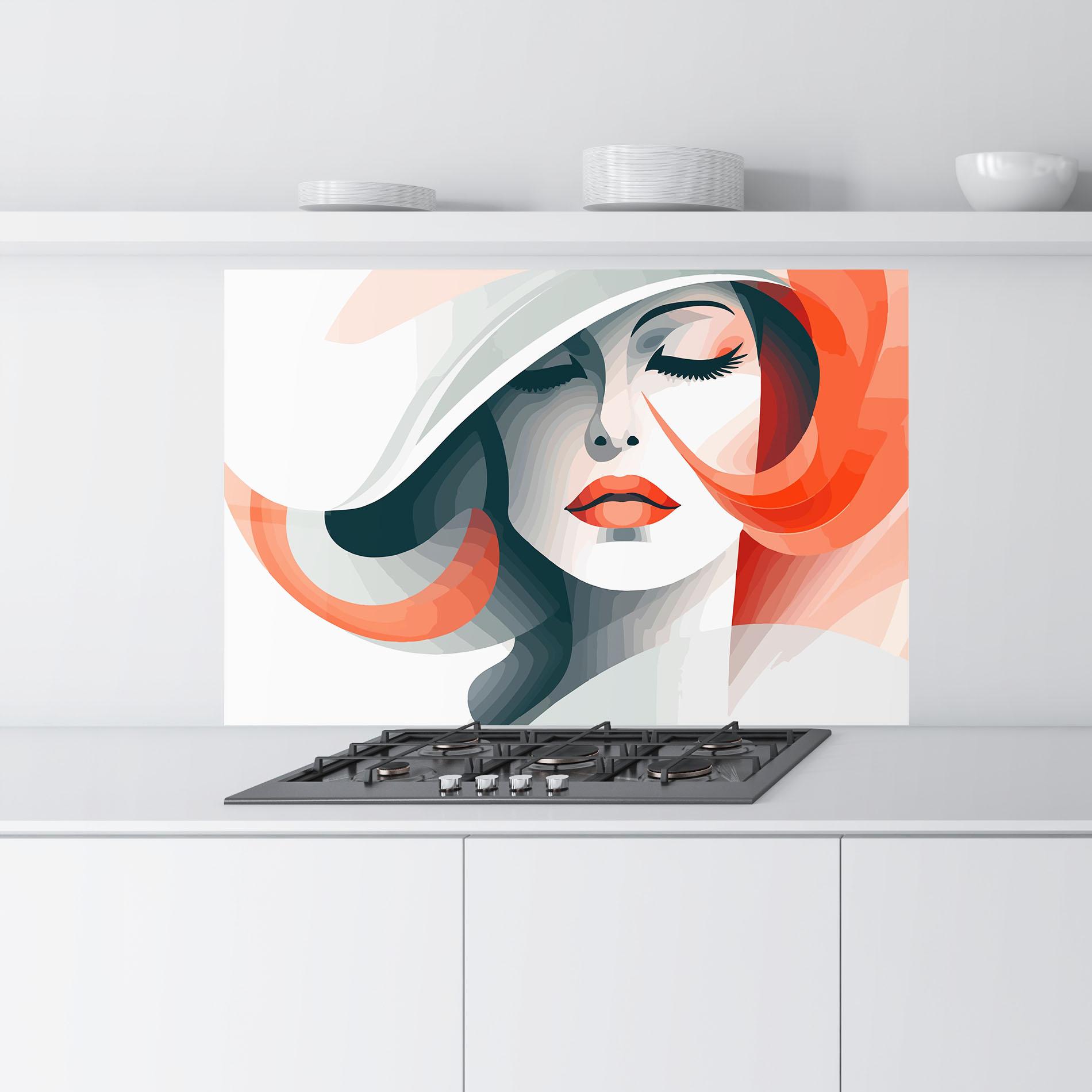 Konyhai üveg hátfal Red Abstract Hair mockup 9