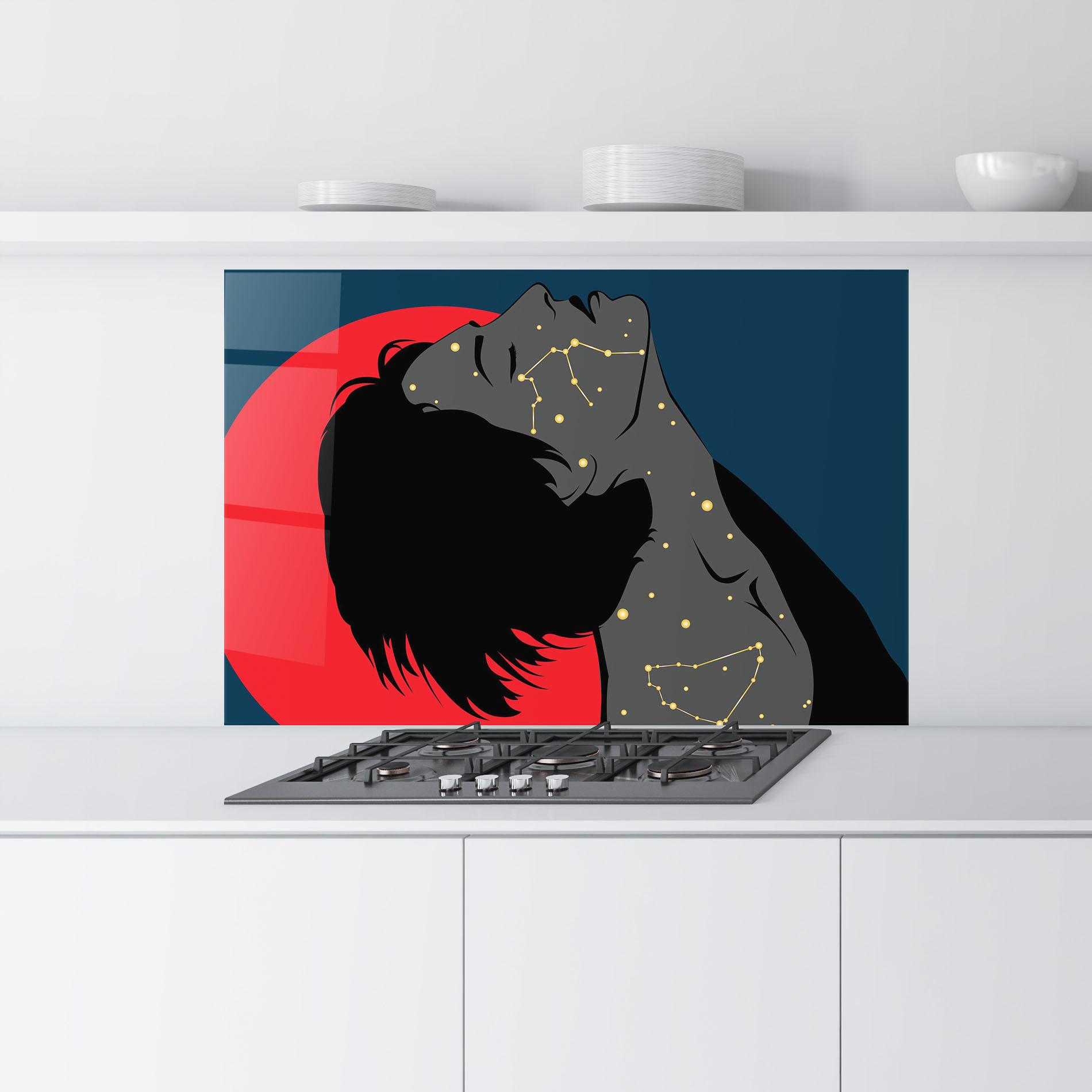 Konyhai üveg hátfal Woman Galaxy mockup 9