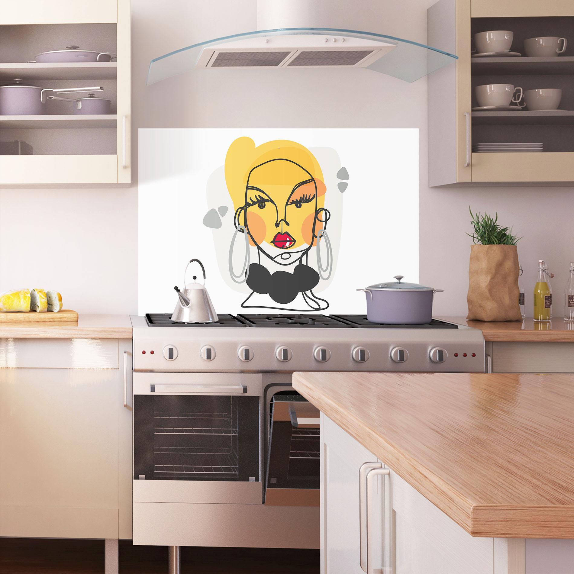 Konyhai üveg hátfal Abstract Blonde Face mockup 1