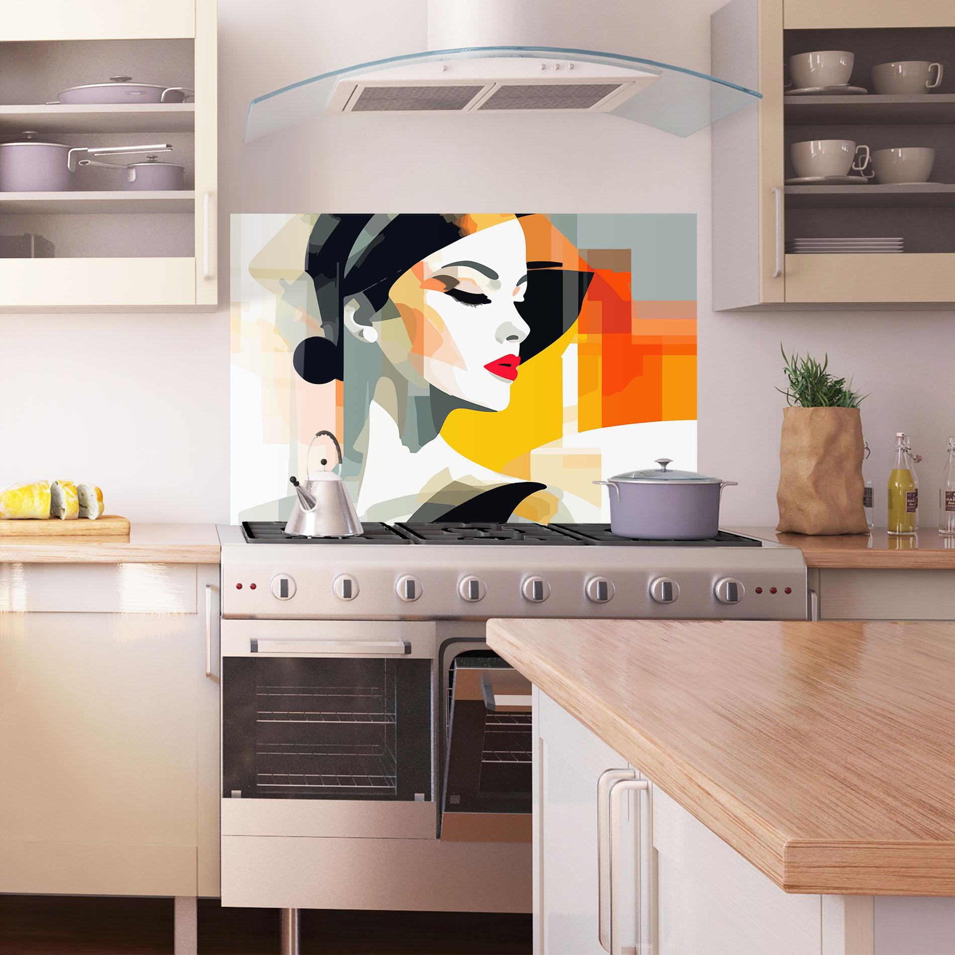 Konyhai üveg hátfal Art Woman View mockup 1