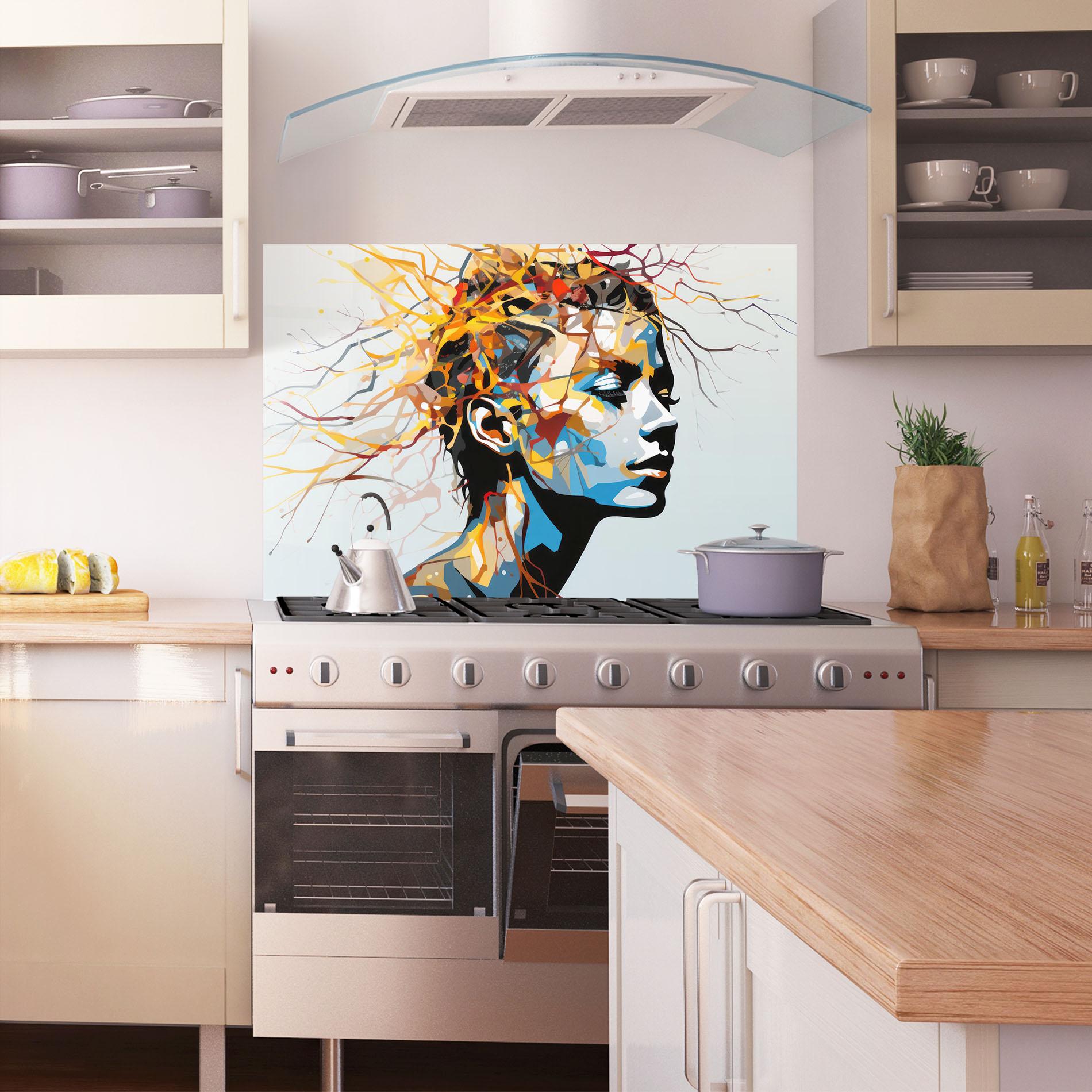 Konyhai üveg hátfal Branches Hair mockup 1