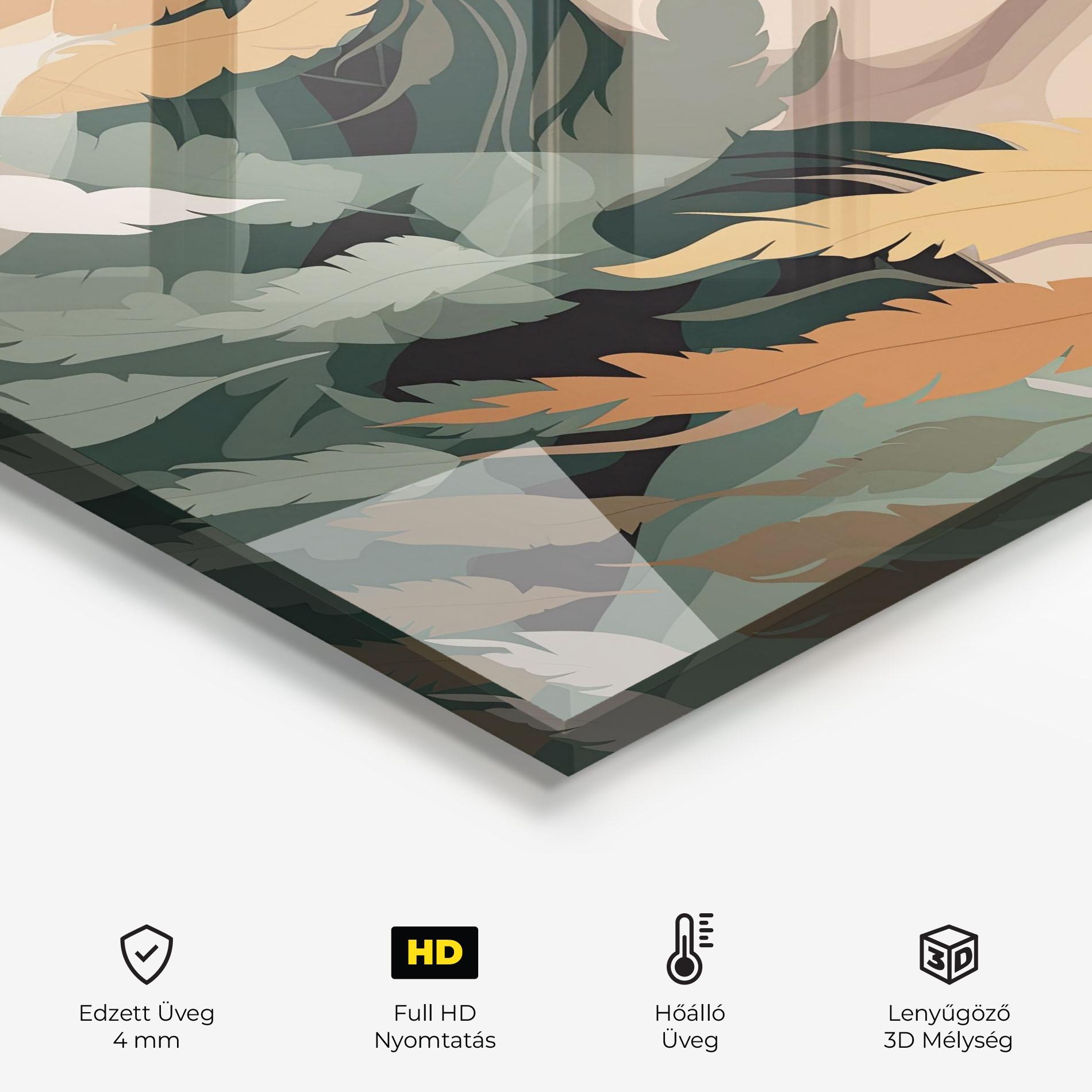 Konyhai üveg hátfal Dreamy Feather Female mockup 2