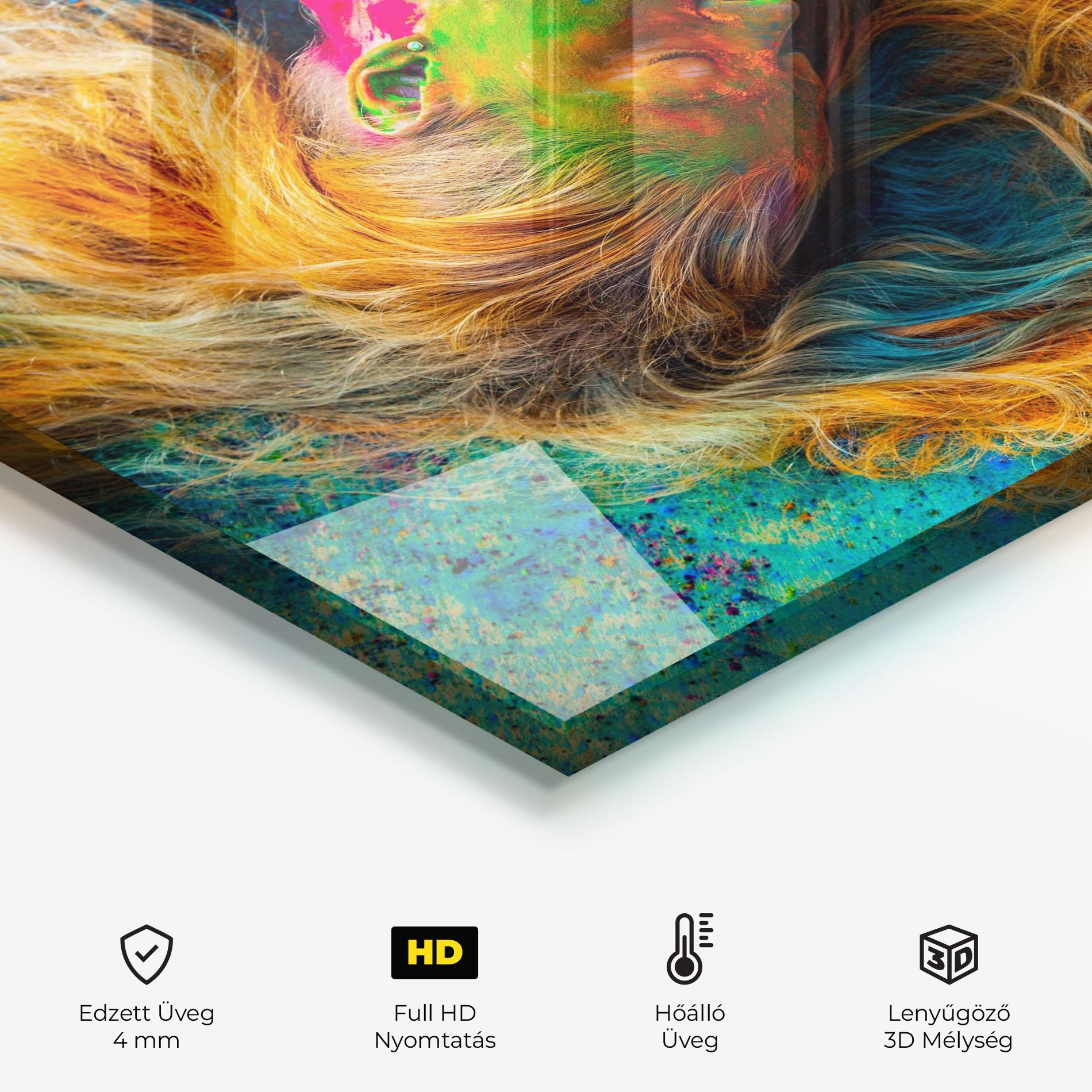 Konyhai üveg hátfal Powder Holi Woman mockup 2