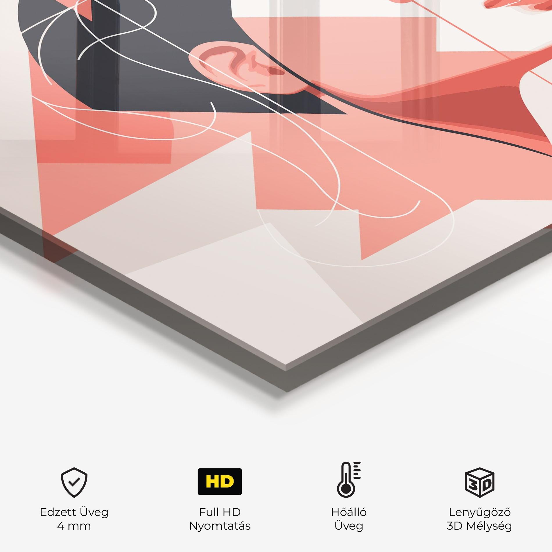 Konyhai üveg hátfal Pretty Abstract Face mockup 2