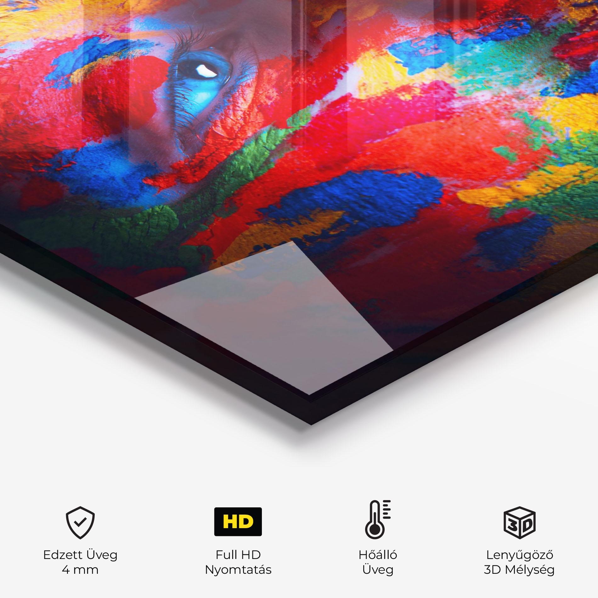 Konyhai üveg hátfal Woman Colourful Paint mockup 2