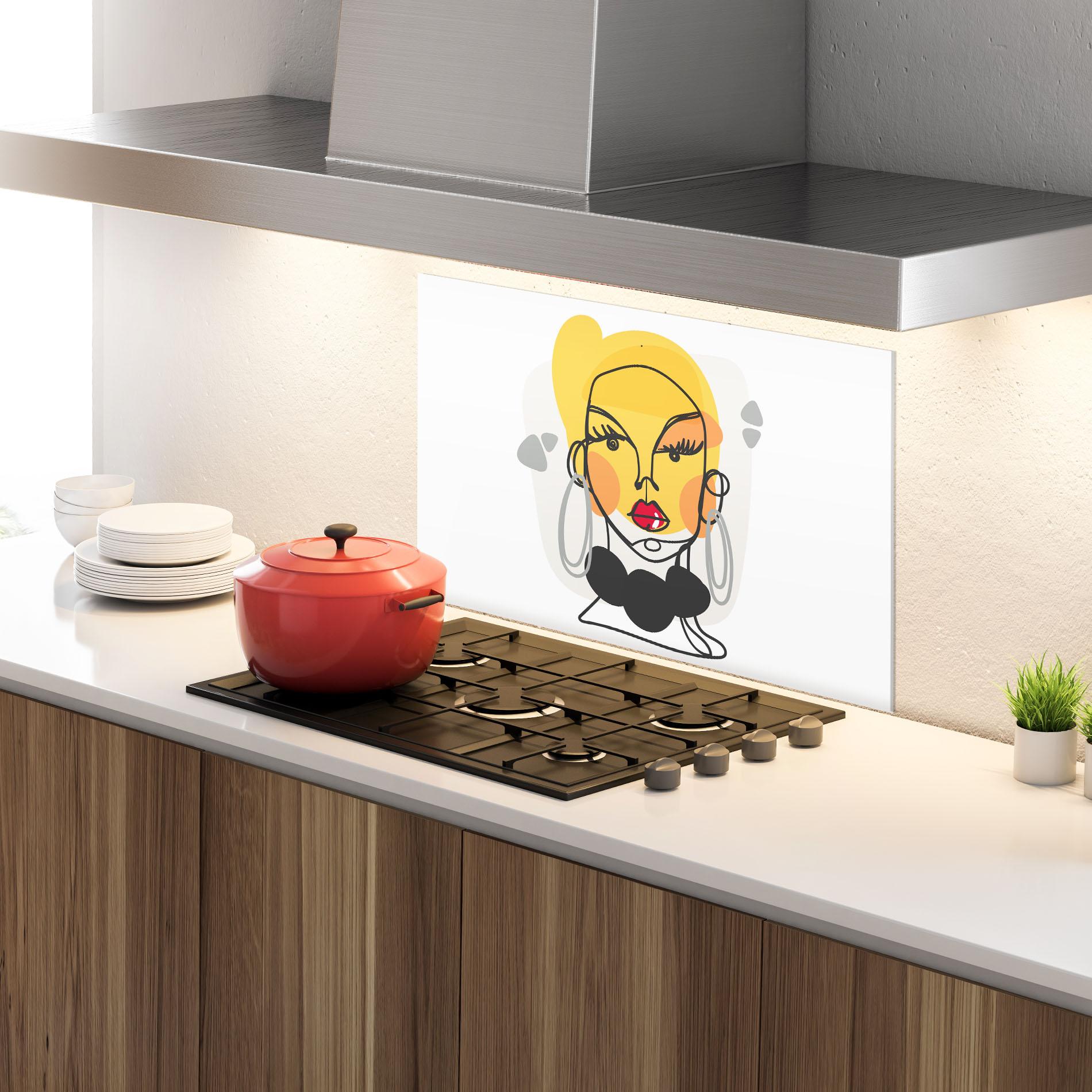 Konyhai üveg hátfal Abstract Blonde Face mockup 4