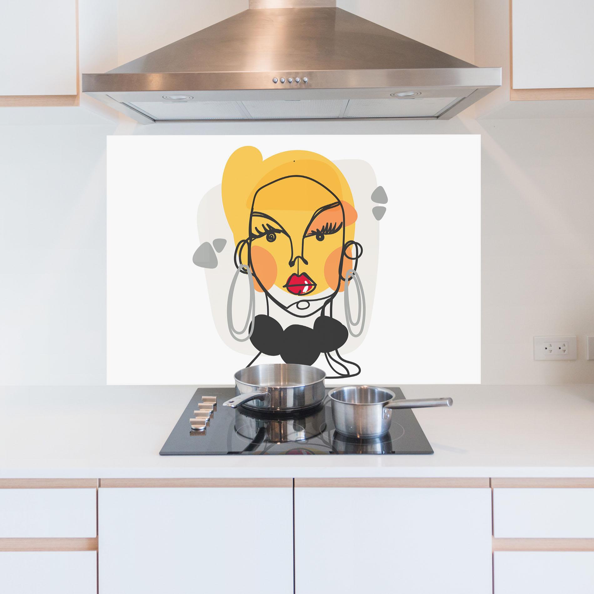 Konyhai üveg hátfal Abstract Blonde Face mockup 5