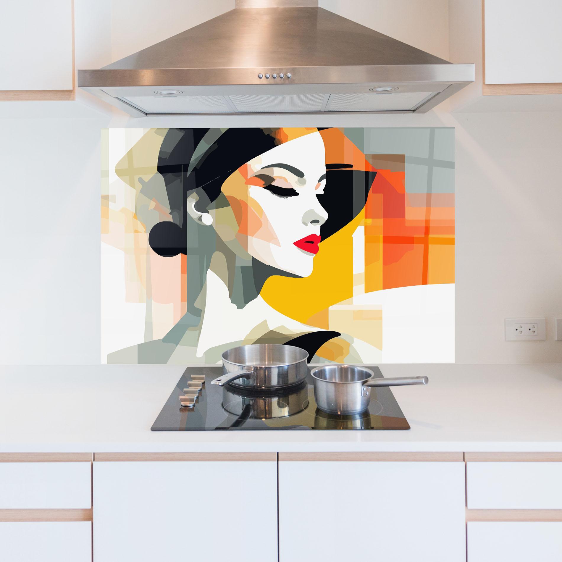 Konyhai üveg hátfal Art Woman View mockup 5