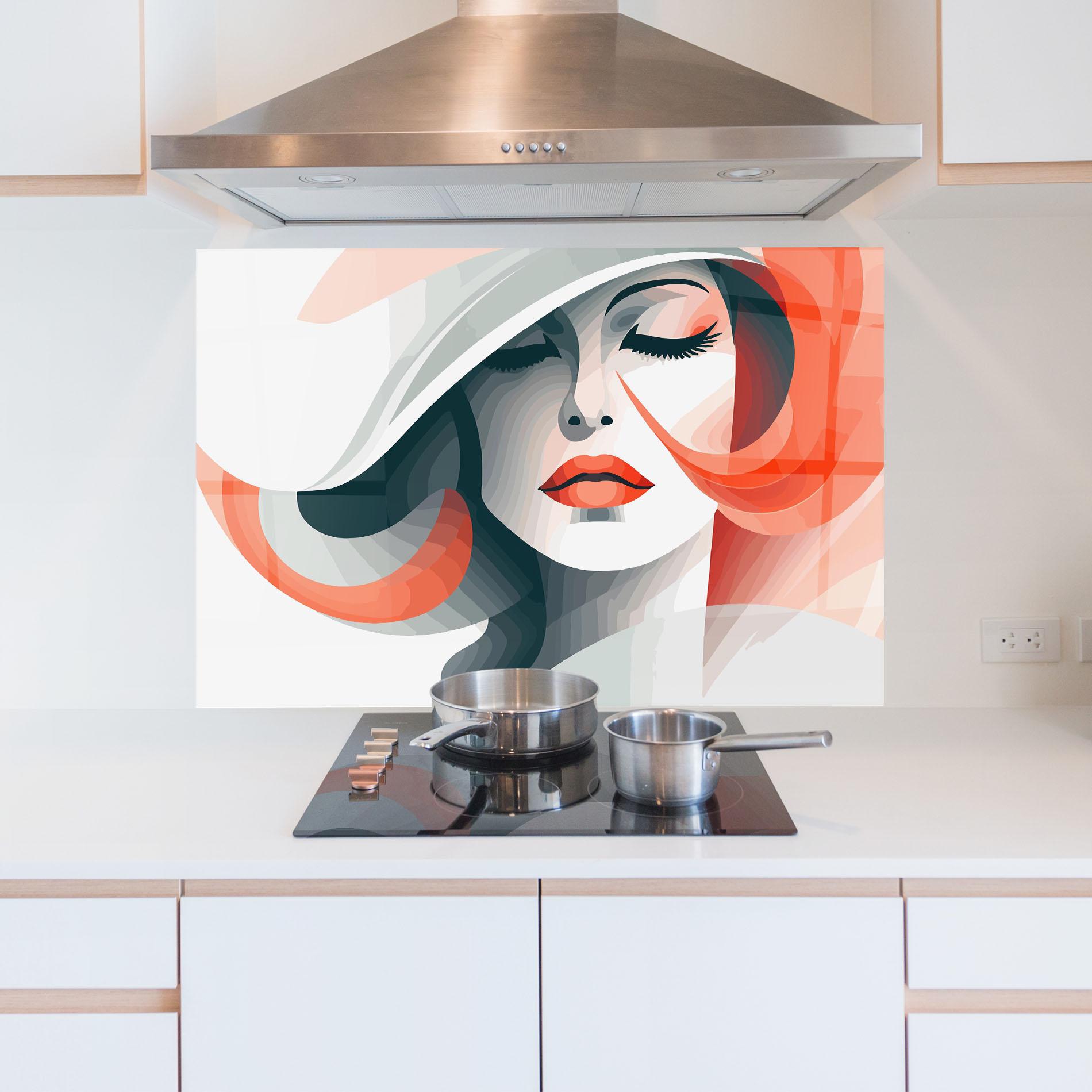 Konyhai üveg hátfal Red Abstract Hair mockup 5