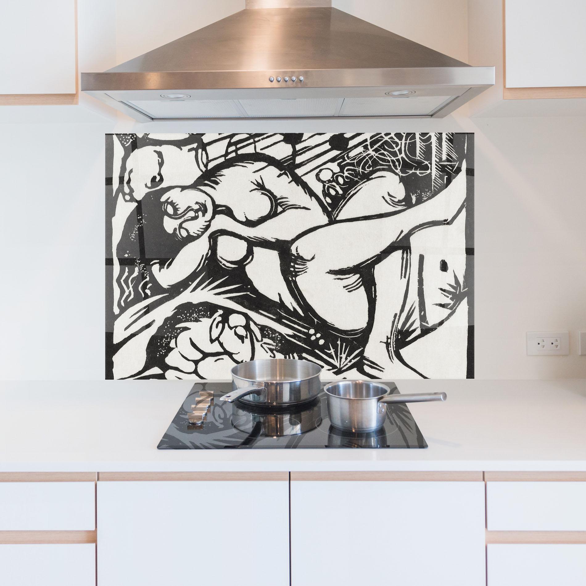 Konyhai üveg hátfal Woman Drawing mockup 5