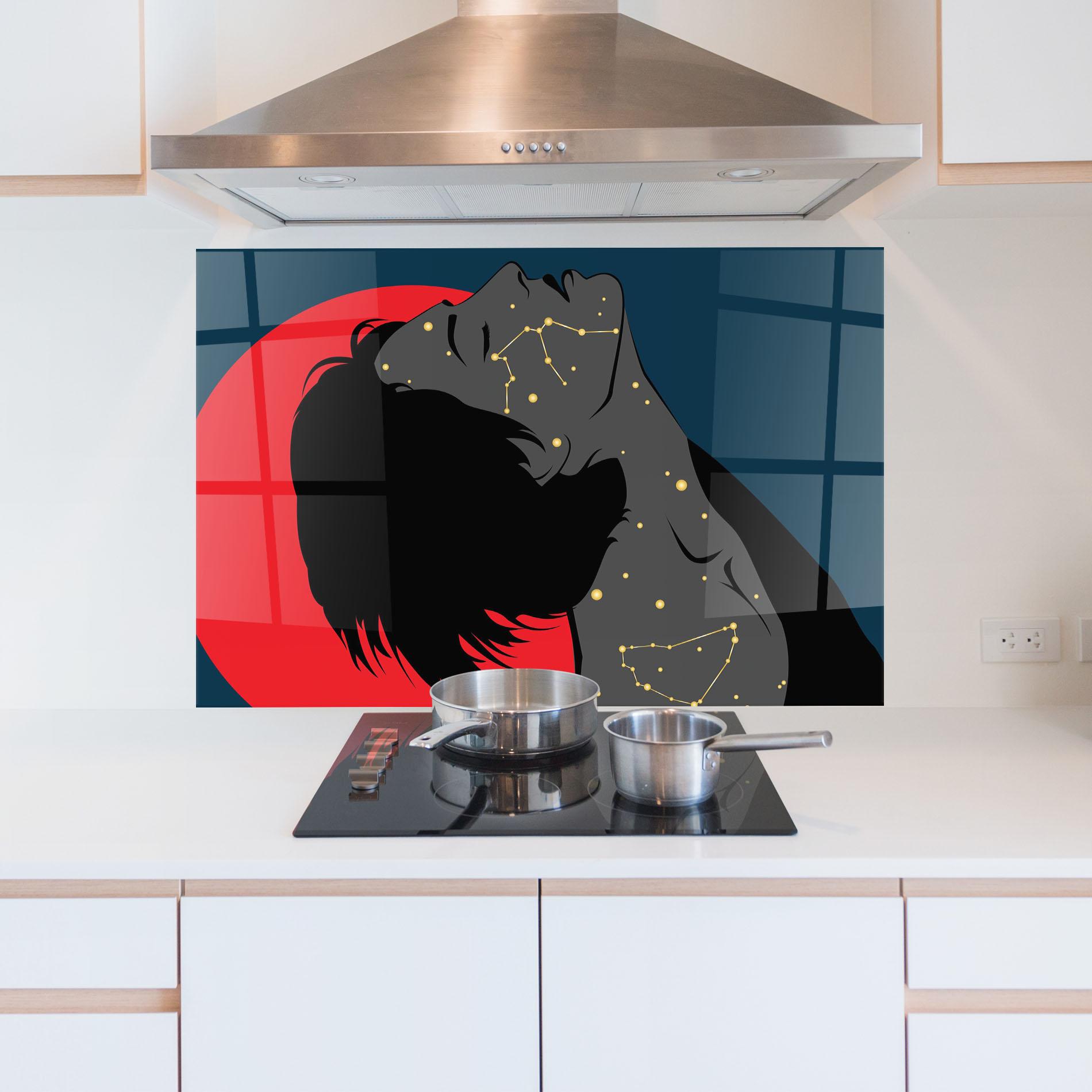 Konyhai üveg hátfal Woman Galaxy mockup 5