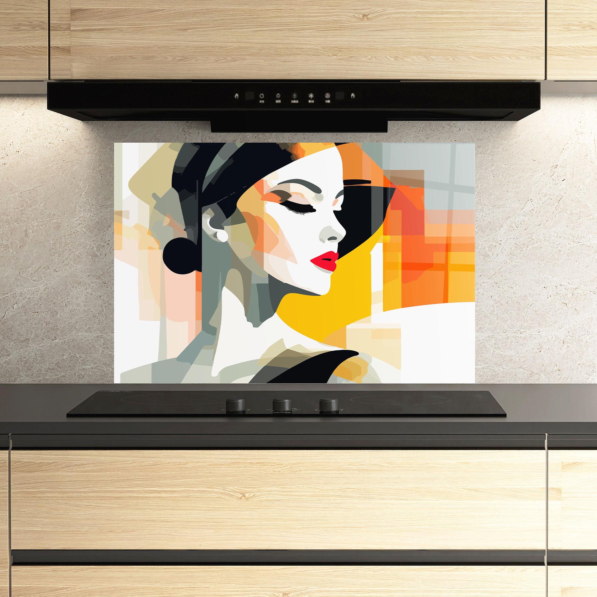 Konyhai üveg hátfal Art Woman View mockup 3