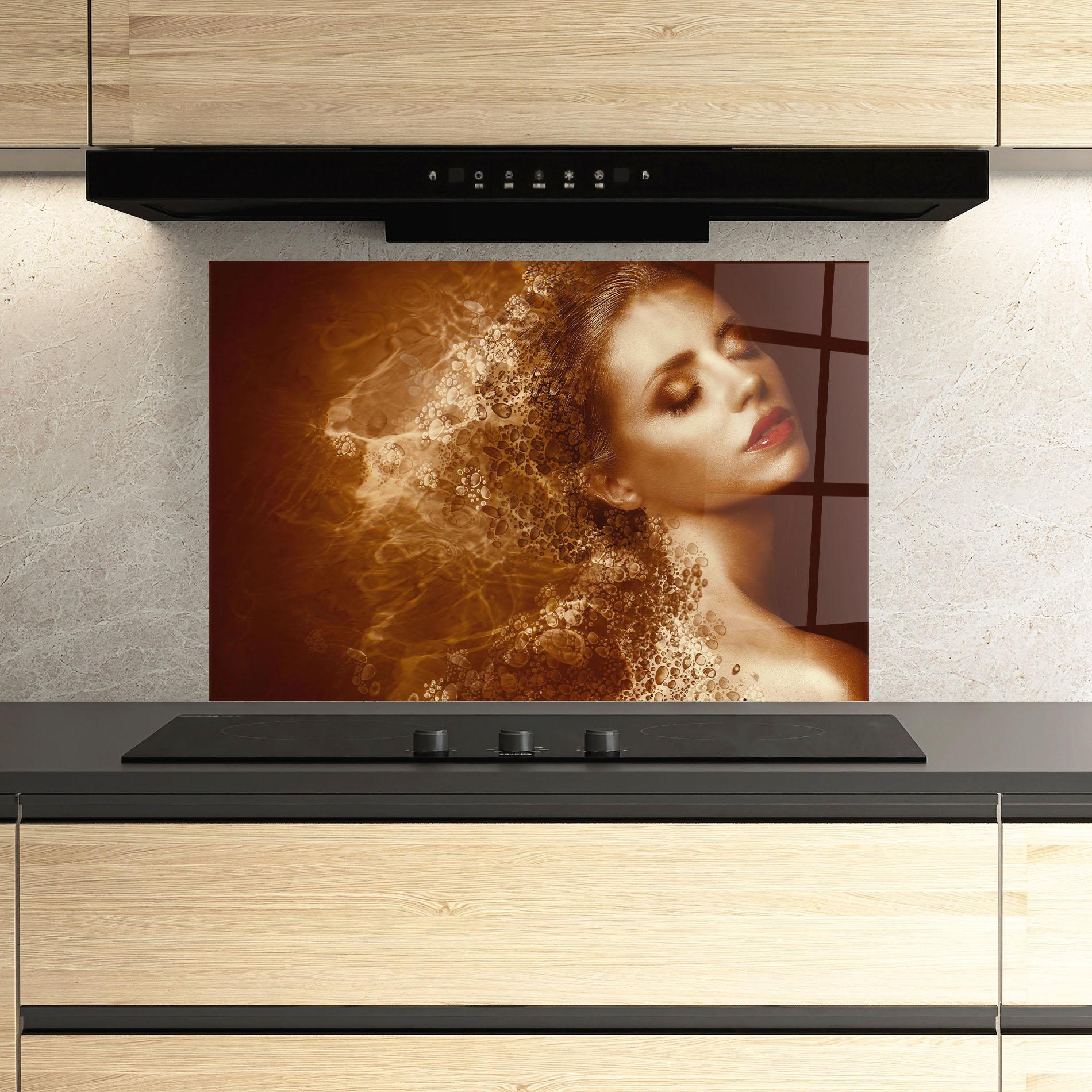 Konyhai üveg hátfal Golden Beauty mockup 3