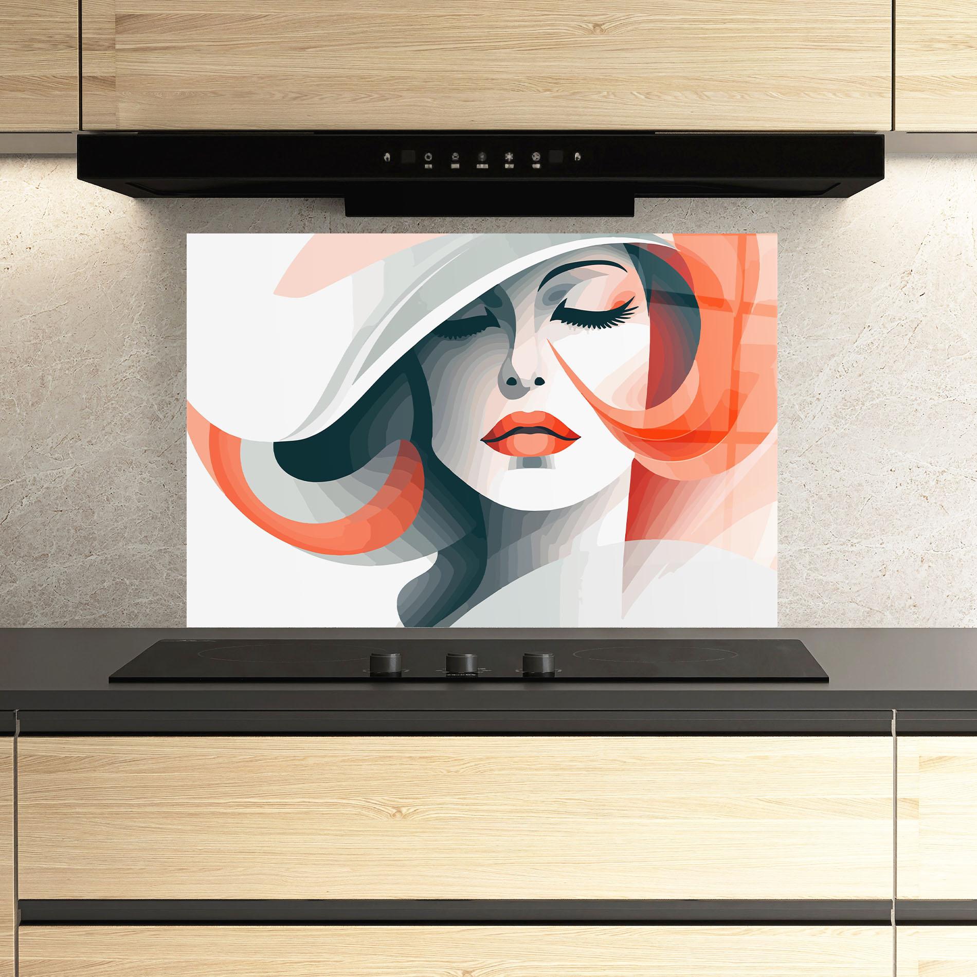 Konyhai üveg hátfal Red Abstract Hair mockup 3