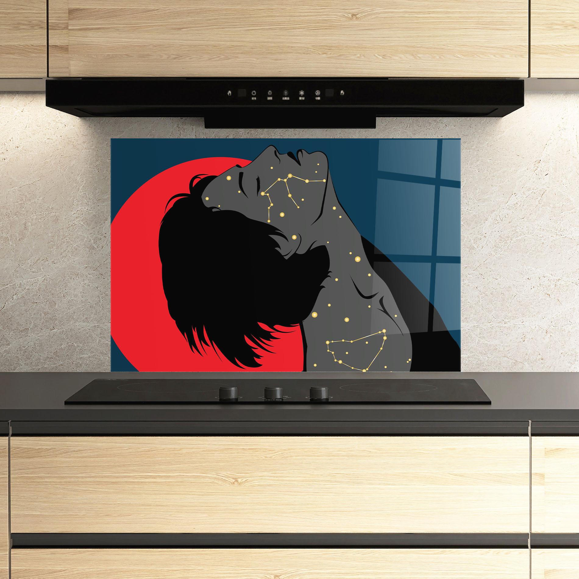 Konyhai üveg hátfal Woman Galaxy mockup 3