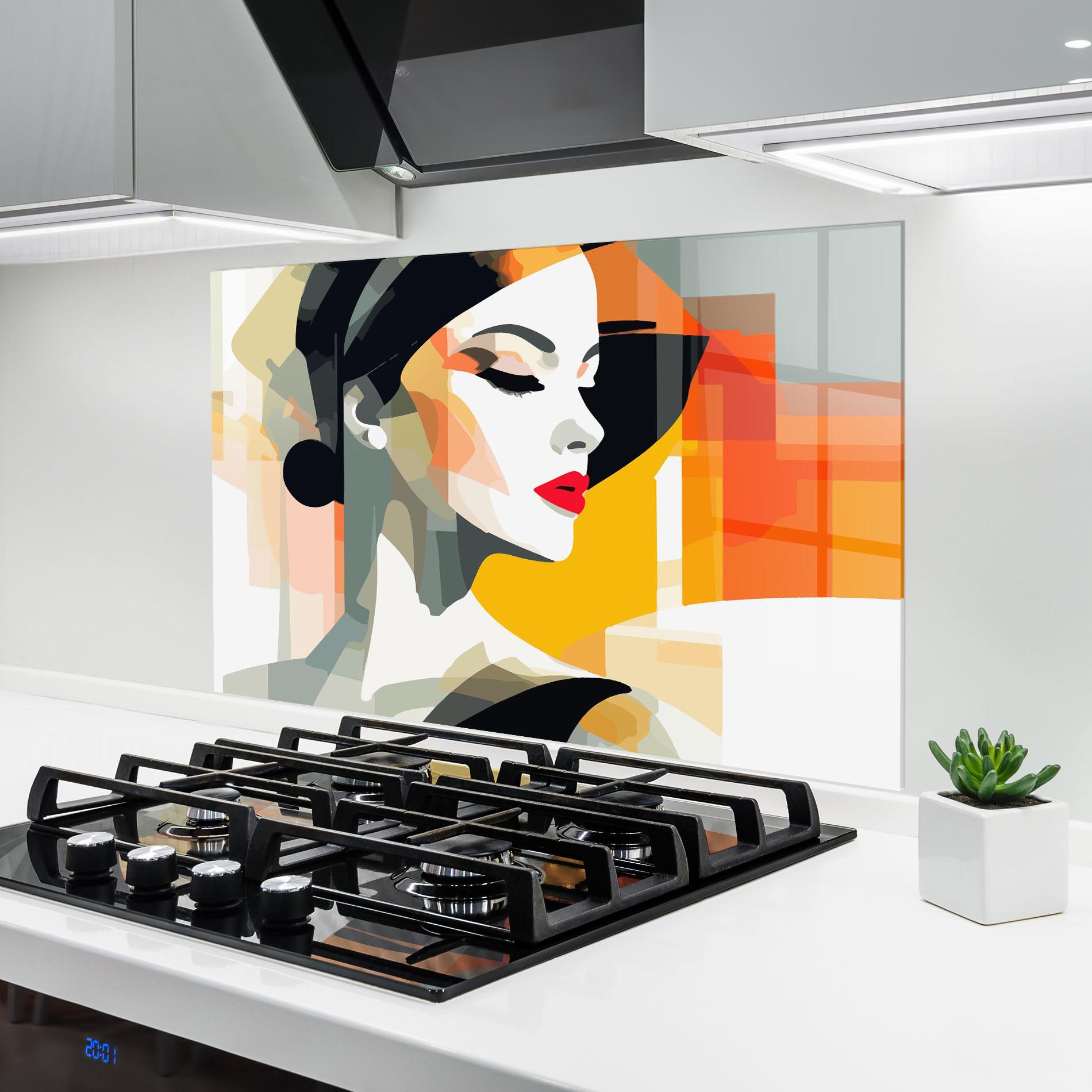 Konyhai üveg hátfal Art Woman View mockup 6
