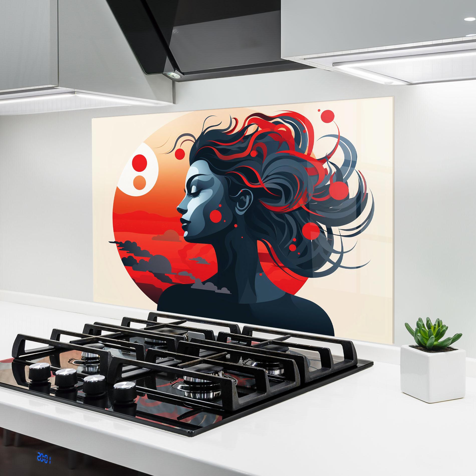 Konyhai üveg hátfal Simple Colored Girl mockup 6