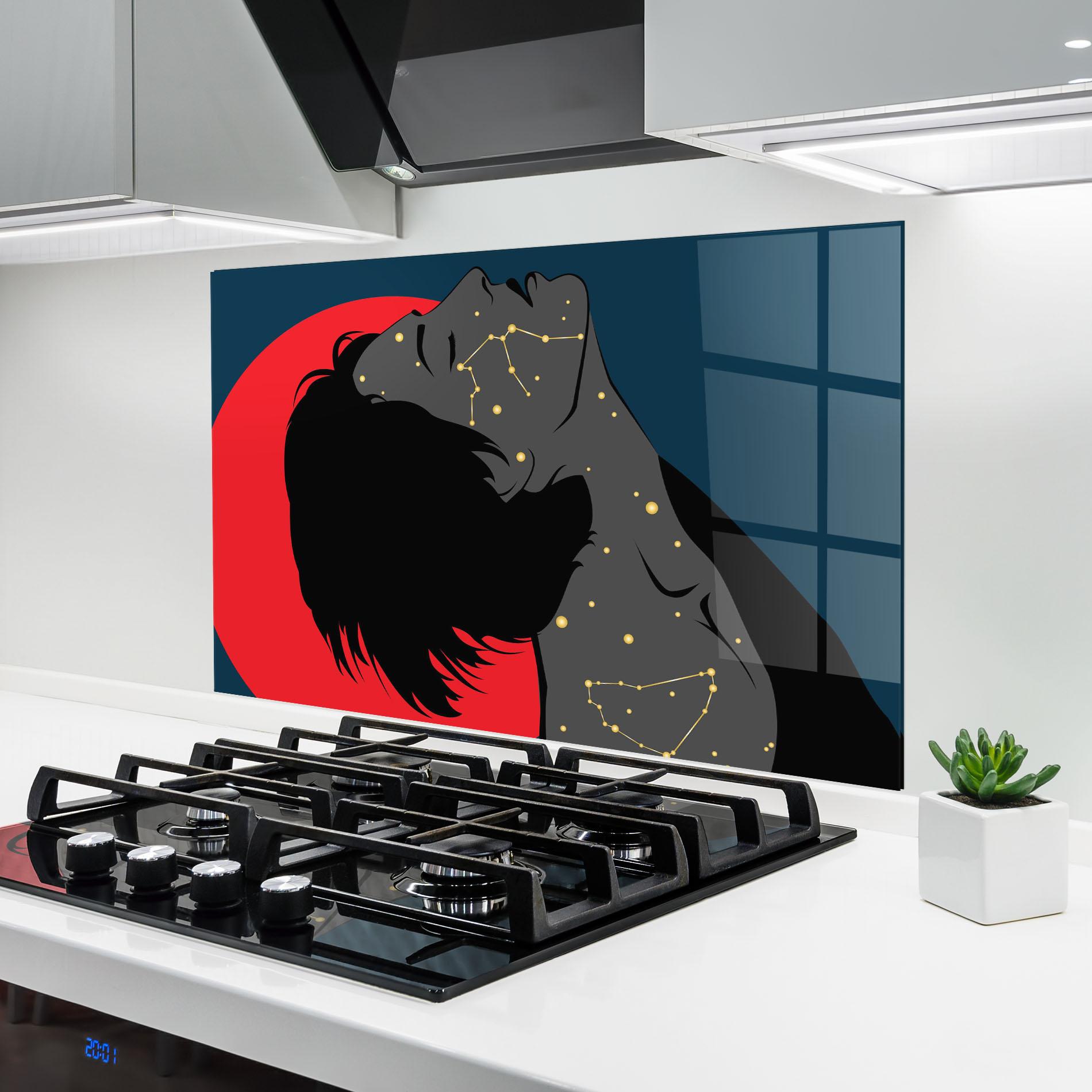 Konyhai üveg hátfal Woman Galaxy mockup 6