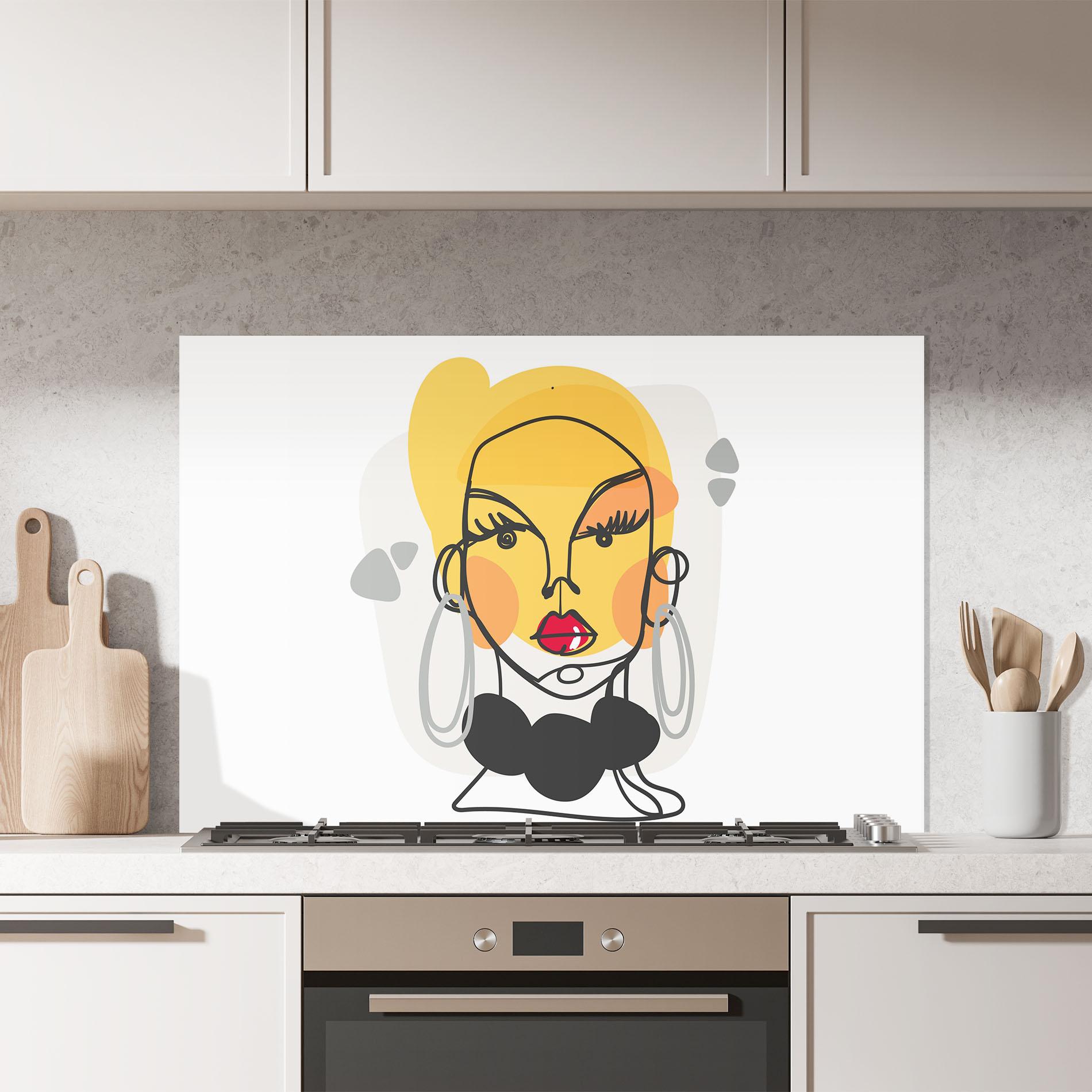 Konyhai üveg hátfal Abstract Blonde Face mockup 7