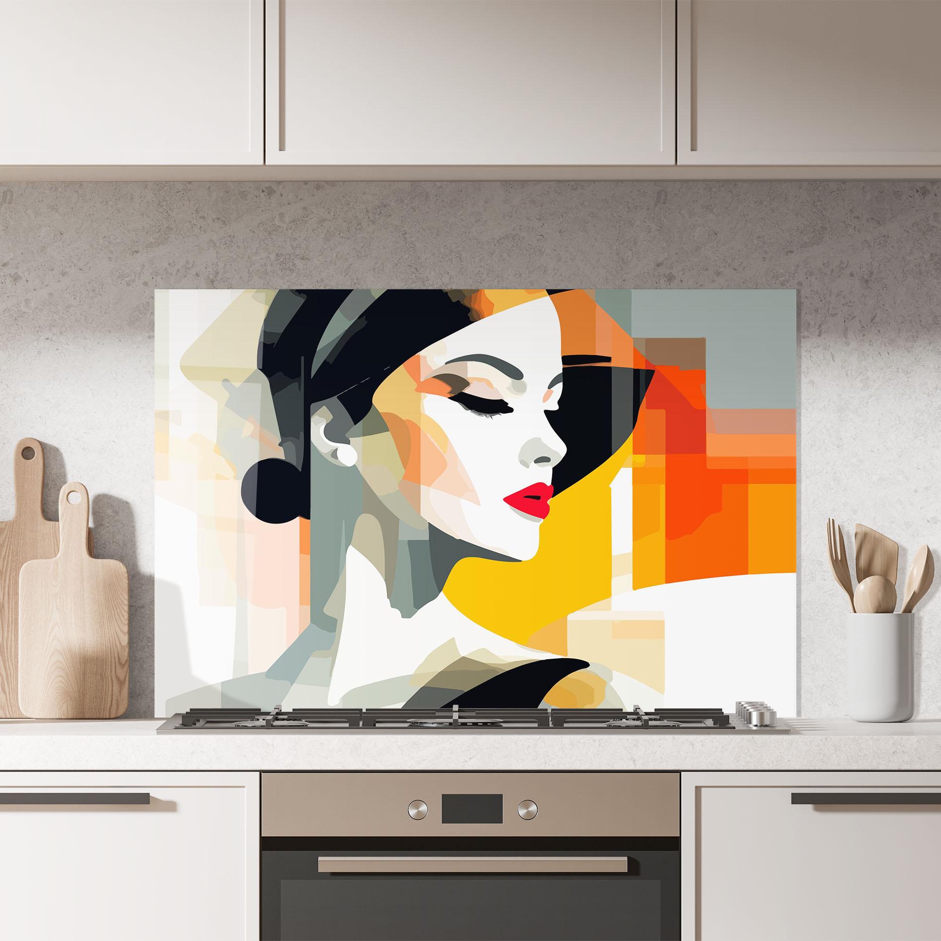 Konyhai üveg hátfal Art Woman View mockup 7