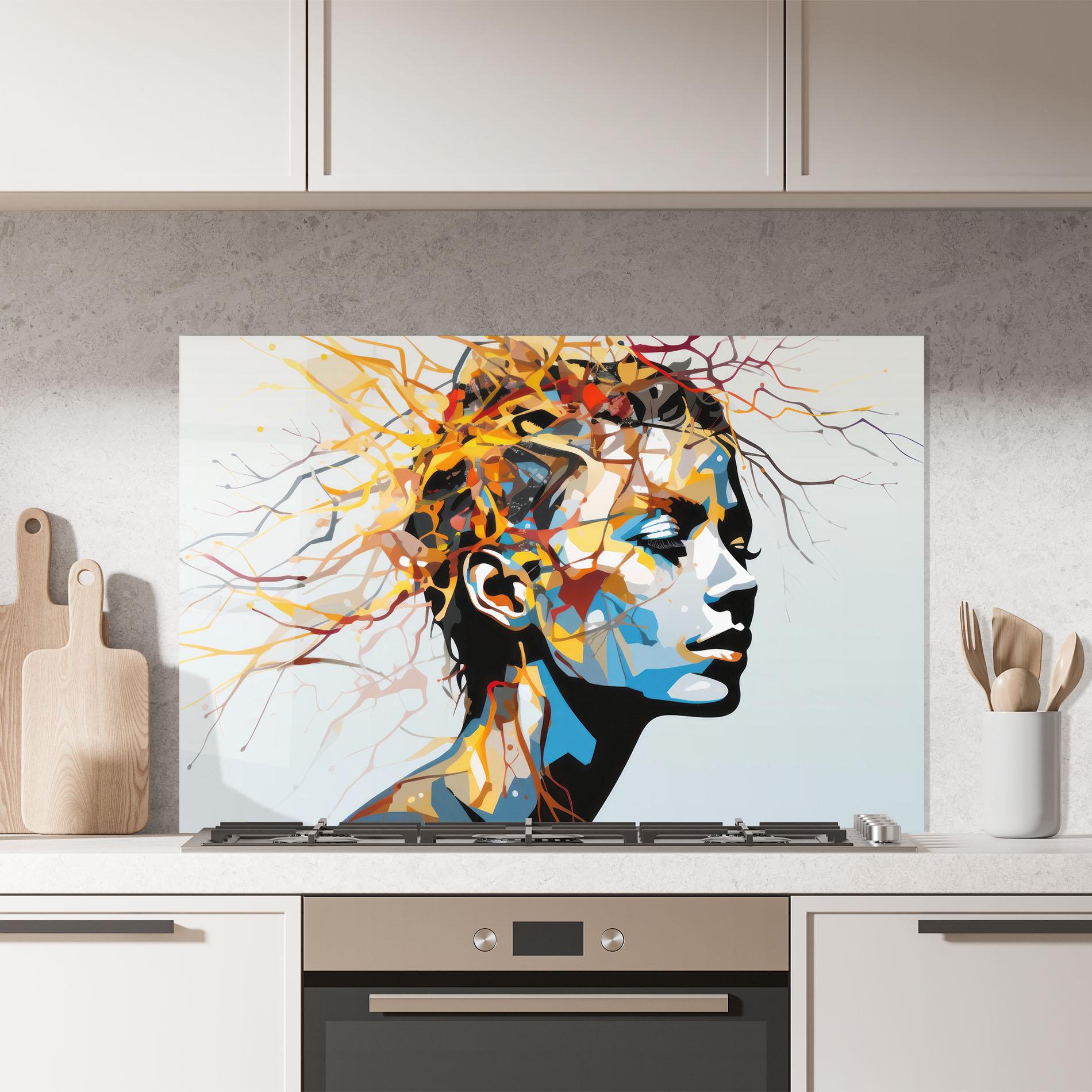 Konyhai üveg hátfal Branches Hair mockup 7