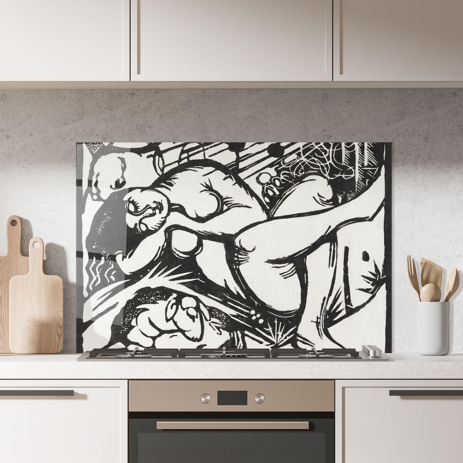 Konyhai üveg hátfal Woman Drawing mockup 7