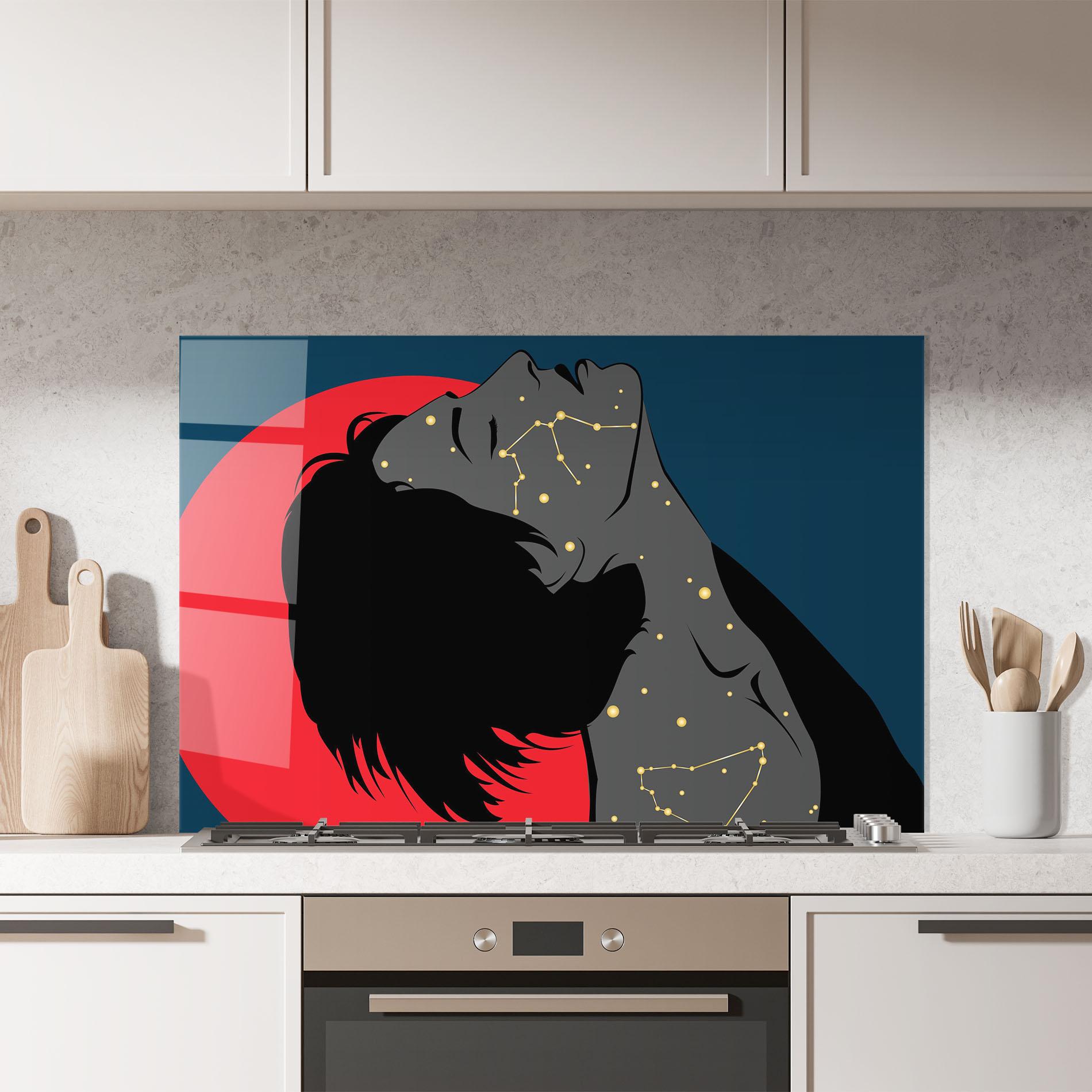 Konyhai üveg hátfal Woman Galaxy mockup 7